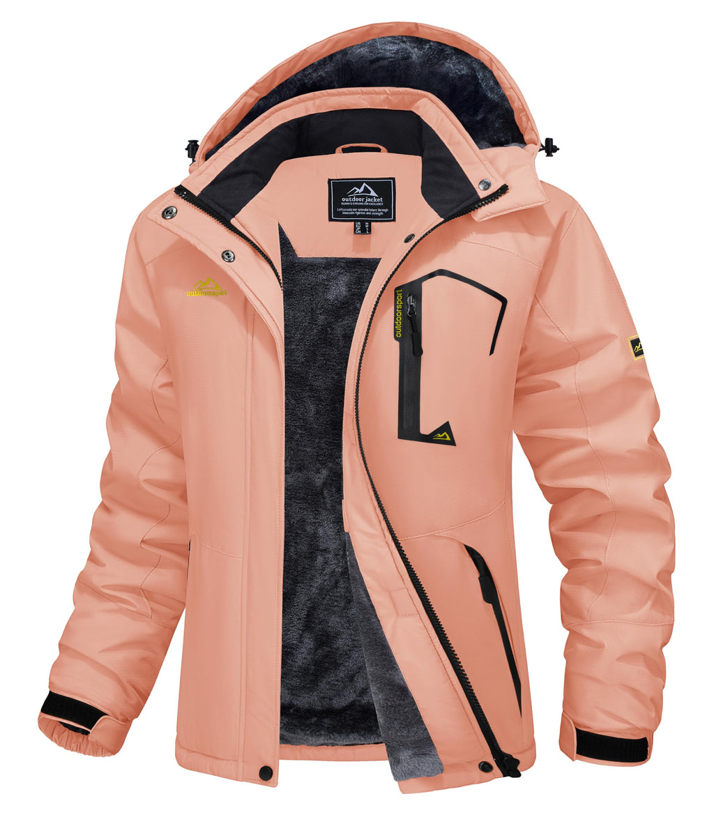 MAGCOMSEN Womens Ski Jacket Waterproof Insulated Snow Jacket Warm Windproof Winter Coats with Hood Fleece Lined Jacket