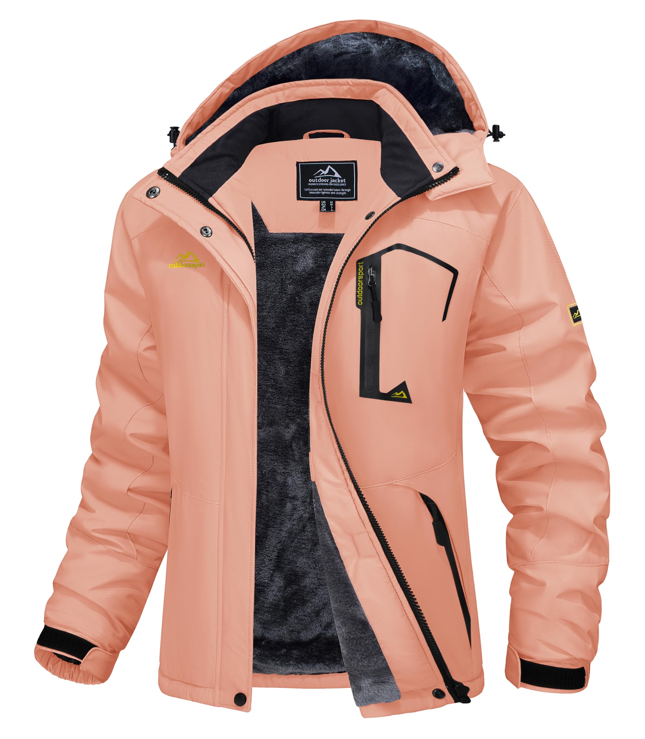 MAGCOMSEN Womens Ski Jacket Waterproof Insulated Snow Jacket Warm Windproof Winter Coats with Hood Fleece Lined Jacket