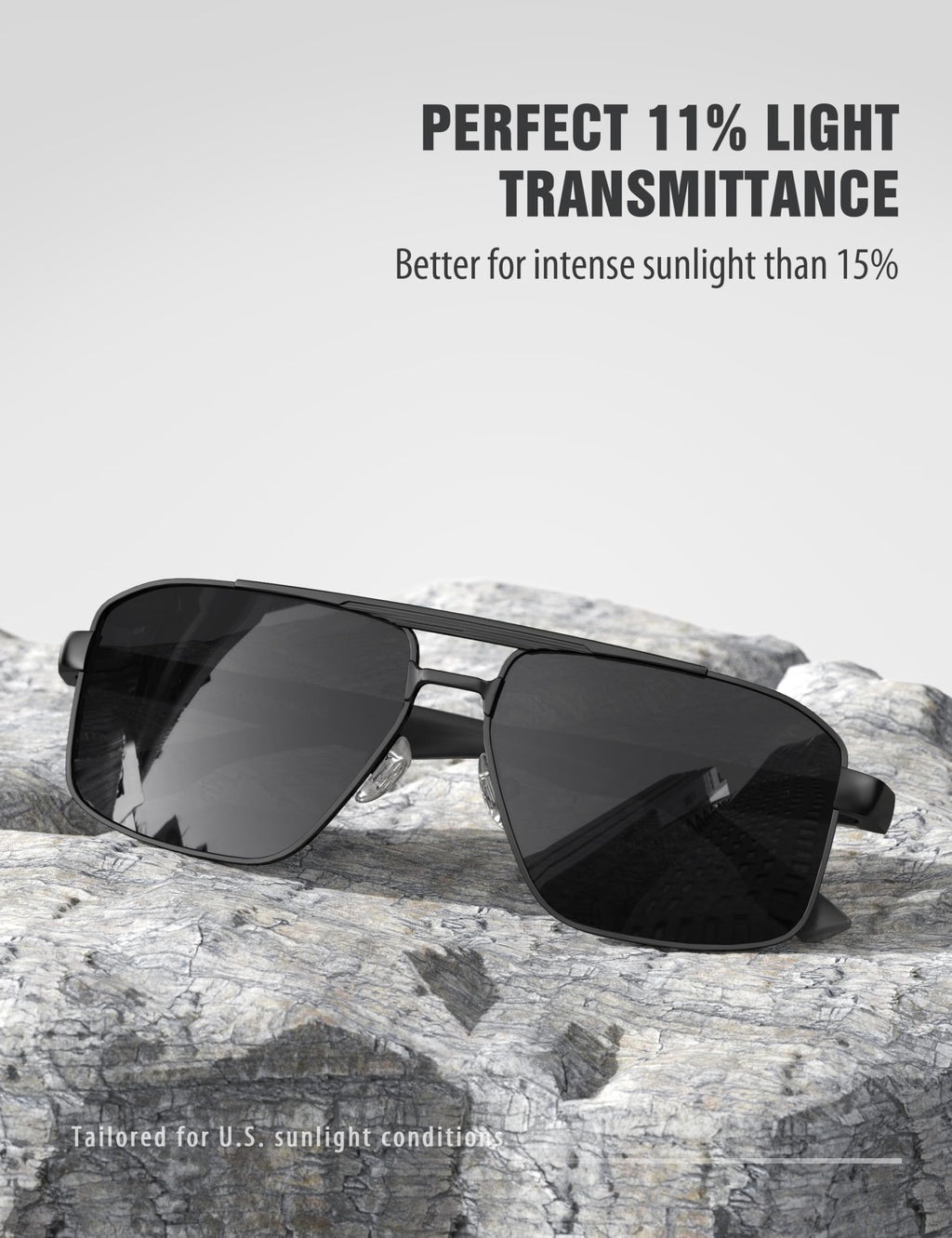 LUENX Aviator Sunglasses for Men Square Polarized Polygon Lens - UV 400 Protection