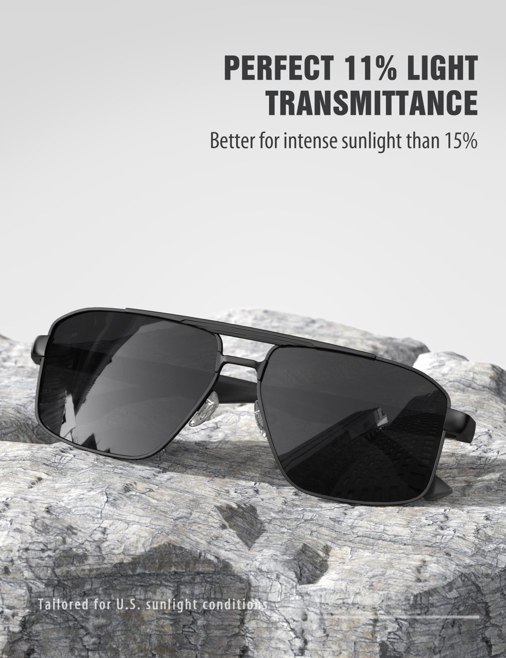 LUENX Aviator Sunglasses for Men Square Polarized Polygon Lens - UV 400 Protection