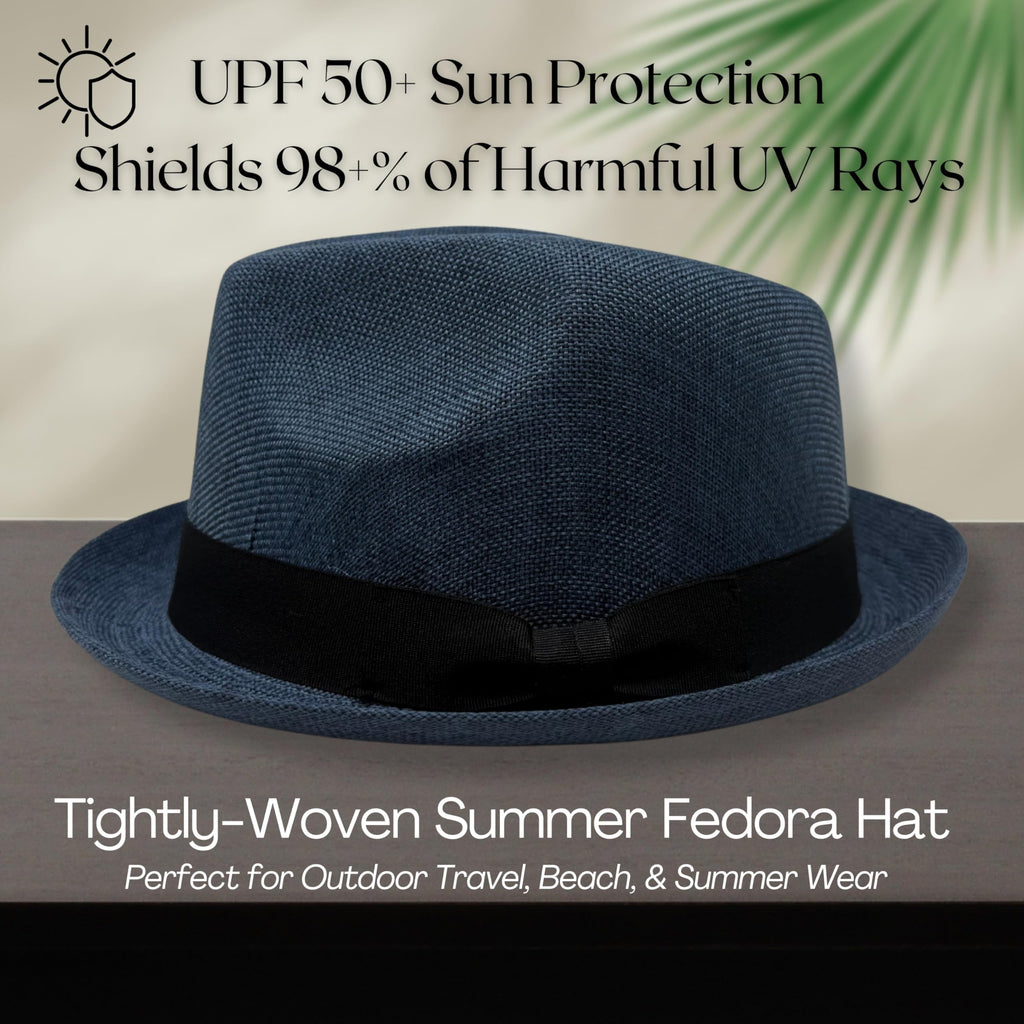 Funky Junque Premium Fedora Hat - Stylish Sun Protection for Men & Women - Perfect for Summer Beach, Travel & Outdoors