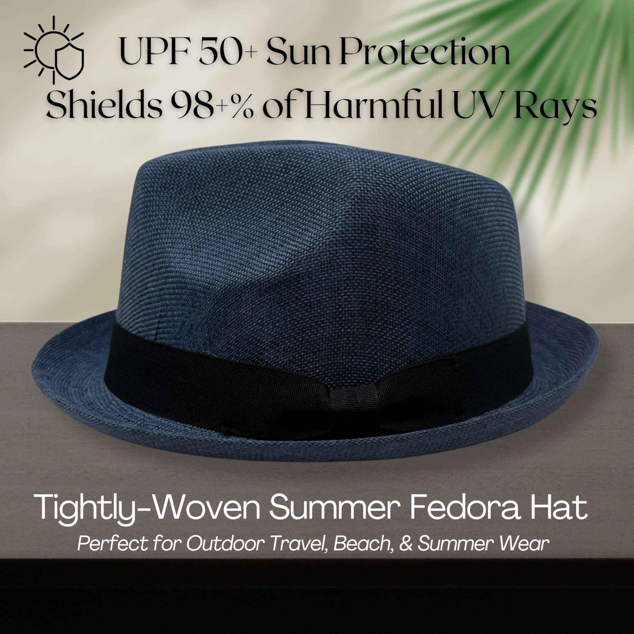 Funky Junque Premium Fedora Hat - Stylish Sun Protection for Men & Women - Perfect for Summer Beach, Travel & Outdoors