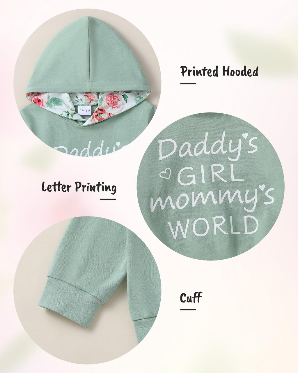 ZOEREA Toddler Girls Clothes Baby Outfits Letter Hoodie Sweatshirts Flower Sweatpants 2Pcs Tracksuit Fall Winter Clothing