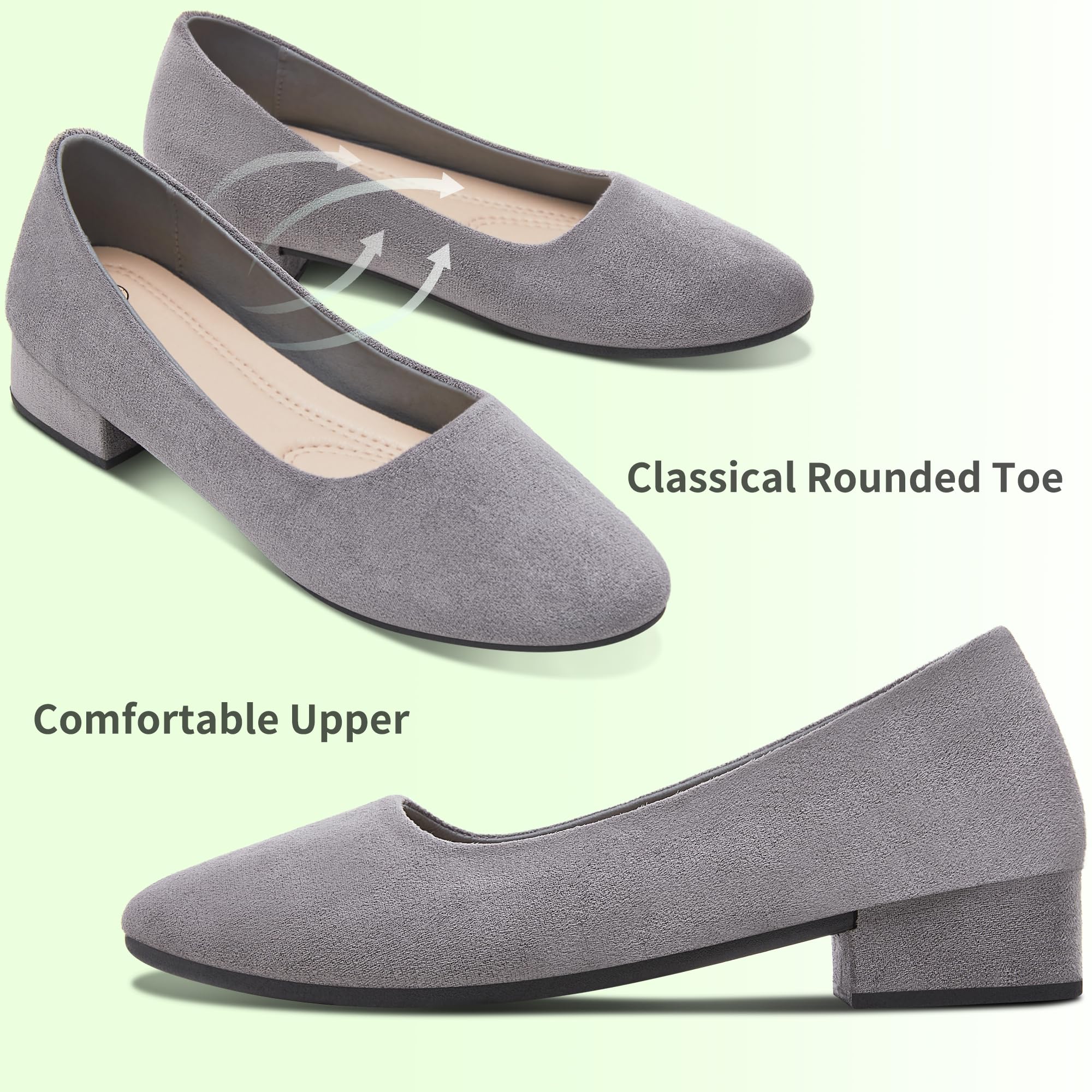 AISFAES Women Pumps Low Chunky Rounded Toe Heels Healed Dress Pumps Elegant Wedges Working Shoes