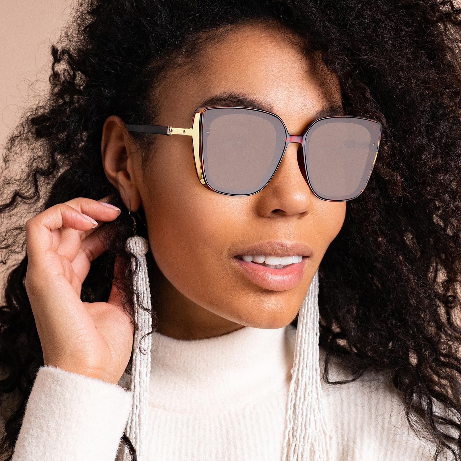 COLOSSEIN Beach Sunglasses for Women and Men Trendy Oversized Sunglasses Classic Square Sunglasses