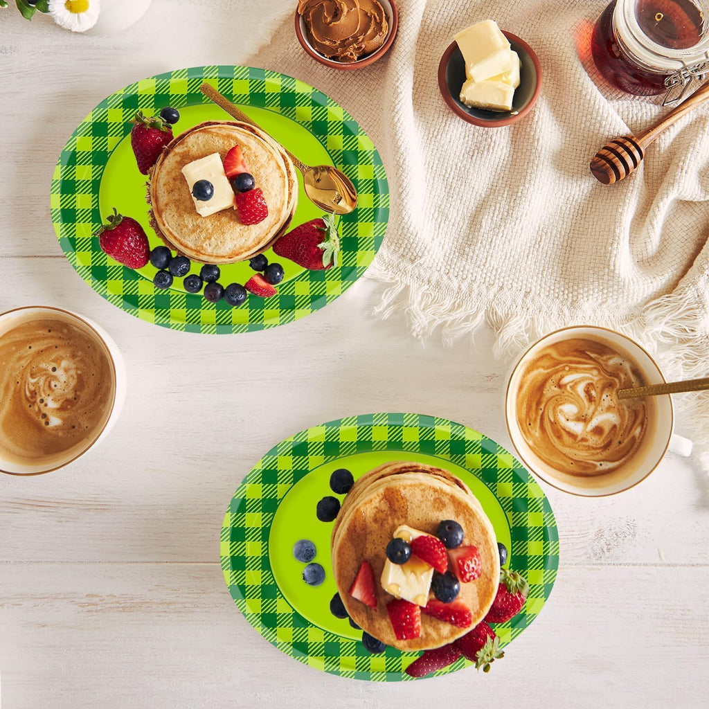 50 Pack Oval Thanksgiving Plates 12 x 10 Inch Thanksgiving Paper Plates Heavy Duty - Large Disposable Dinner Platters,Turkey Pumpkin Autumn Fall Harvest Thanksgiving Party Decor