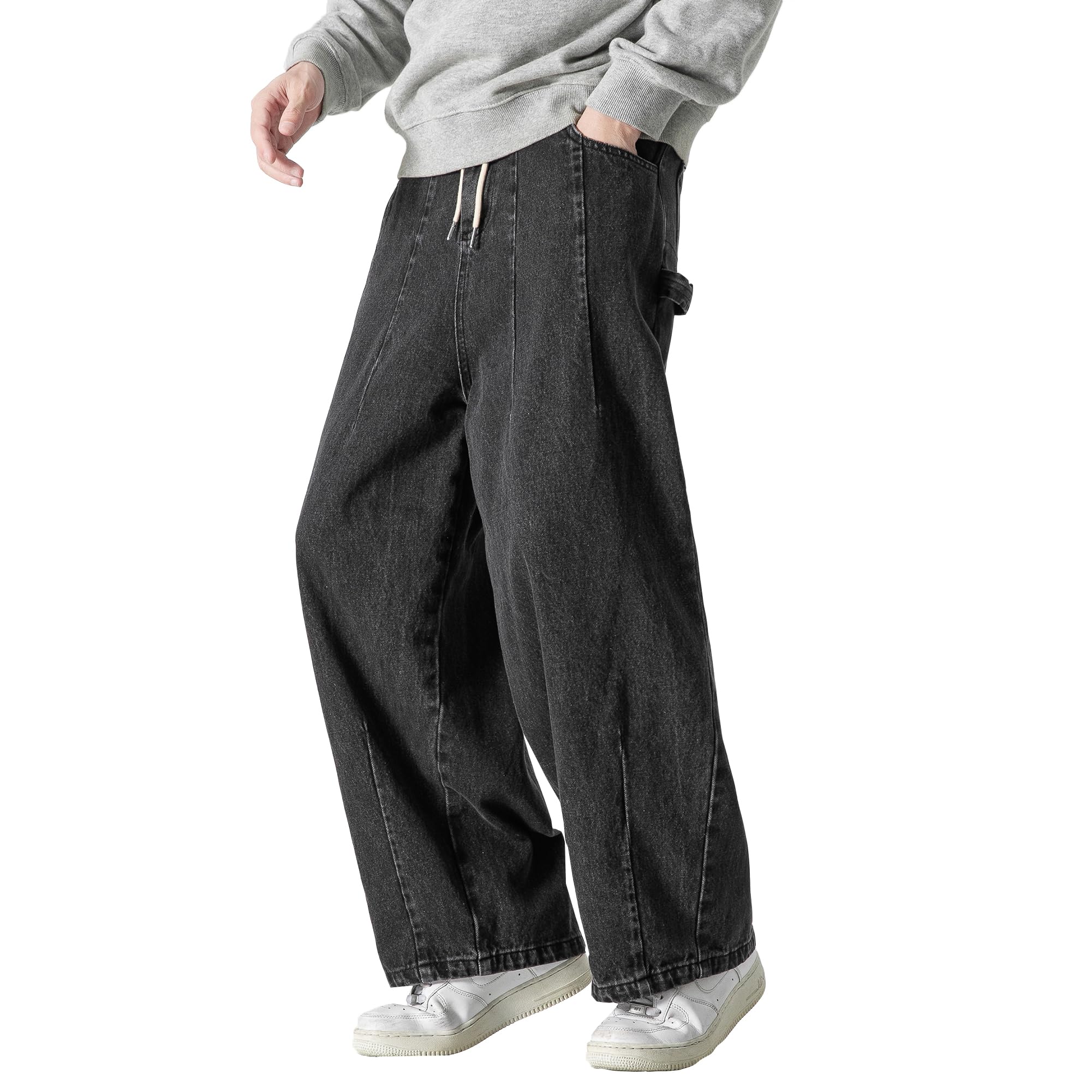 DOSLAVIDA Men's Hip Hop Jean Joggers Loose Fit Streetwear Biker Baggy Jeans Pants Stylish Printed Cargo Denim Pants