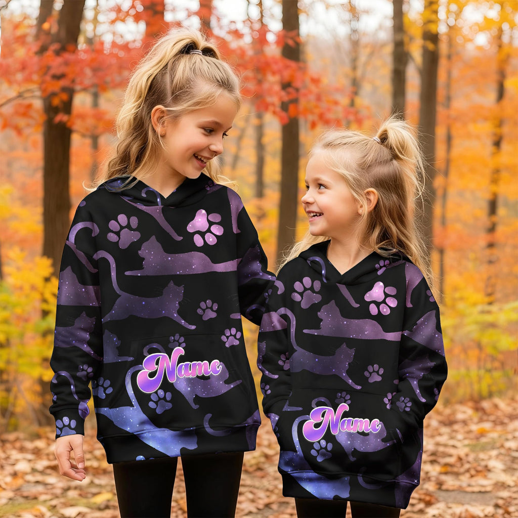 Hoodies for Girls Custom Sweatshirts with Name, Kids Pullover with Pocket, Comfy Graphic Hoodies for Daughter