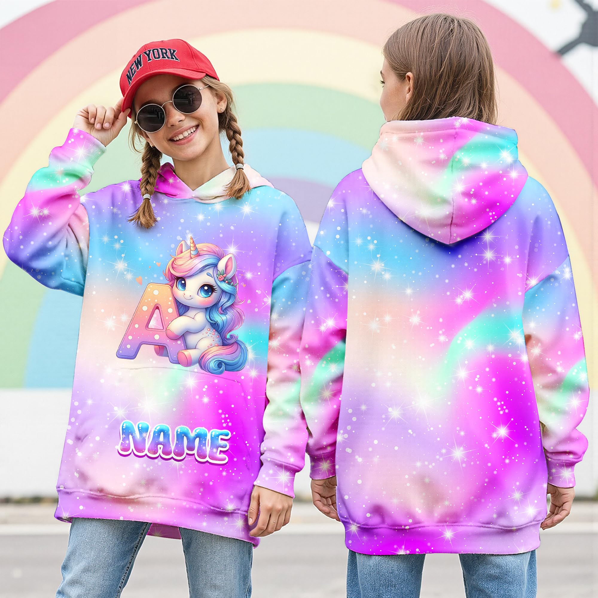 Sweatshirt for Girls - Personalized Pullover Hoodies for Kids - Customized Cute Hooded Gifts for Teen Girls