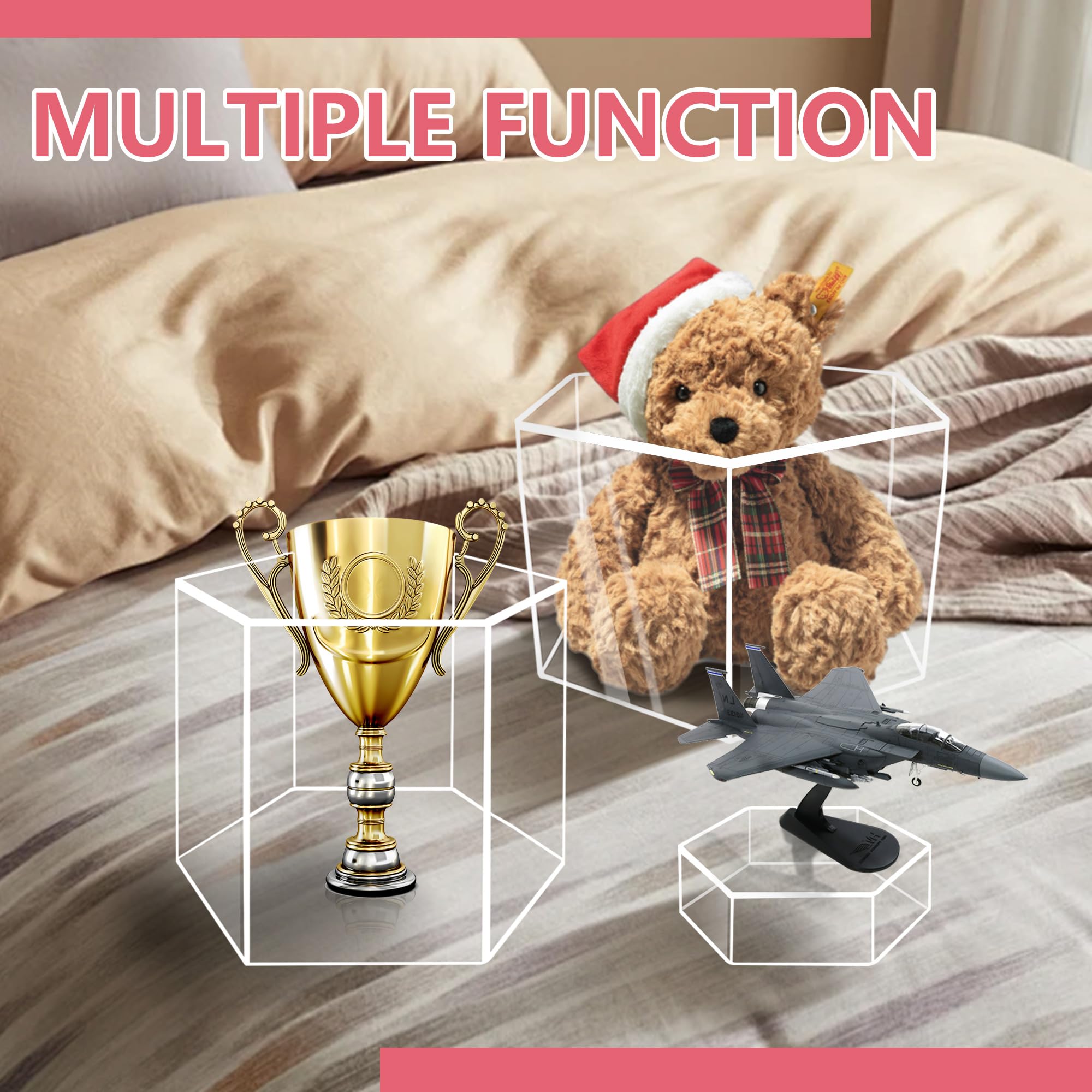 6Pcs Buffet Risers, Food Risers for Buffet Table, Acrylic Cube Display Risers with Hollow Bottom, Food Display Stand for Party Jewelry Dessert Figures (Size 5.5",6",6.5",7",7.5",8")