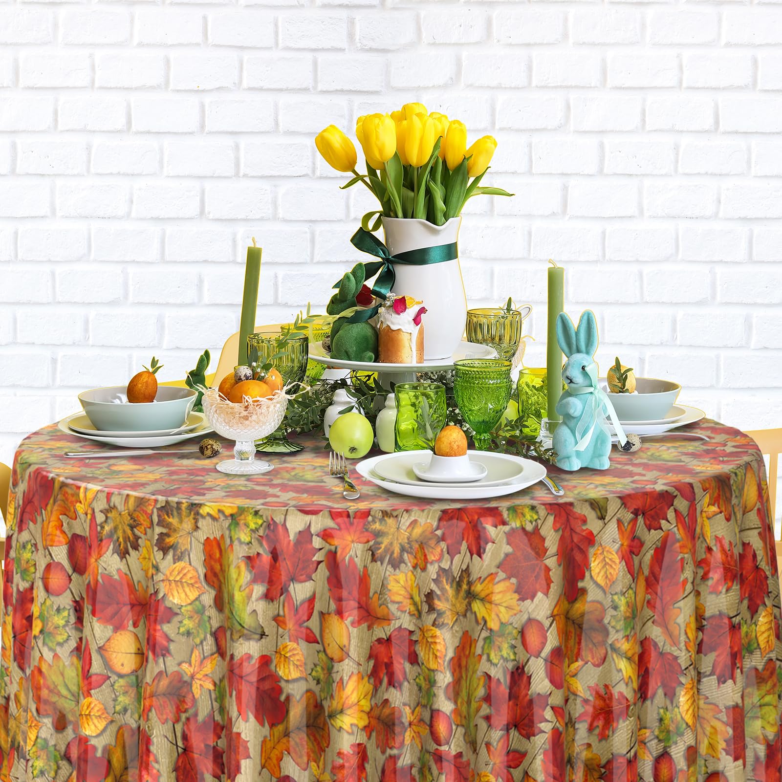3Pack Fall Leaf Plastic Tablecloth Decorations,Disposable Autumn Orange Leaf Maple Table Cloths for Parties,Rectangle Thanks Giving Table Cover for Kitchen Fall Harvest Thanks Giving Decor,54x108 Inch