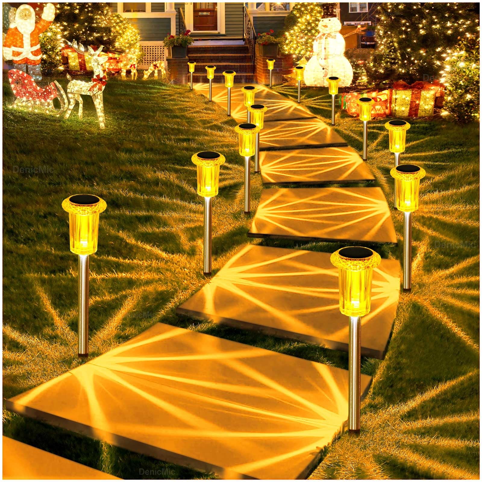 DenicMic Halloween Solar Lights Outdoor 10 Pack Purple LED Waterproof Yard Garden Patio Backyard Pathway Walkway Landscape Path Lawn Outside Halloween Decorations Outdoor