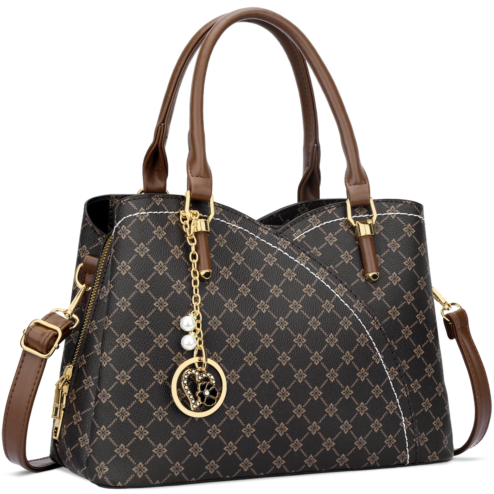 KKXIU Triple Compartments Purses and Handbags for Women Fashion Ladies Satchel Shoulder Top Handle Bag