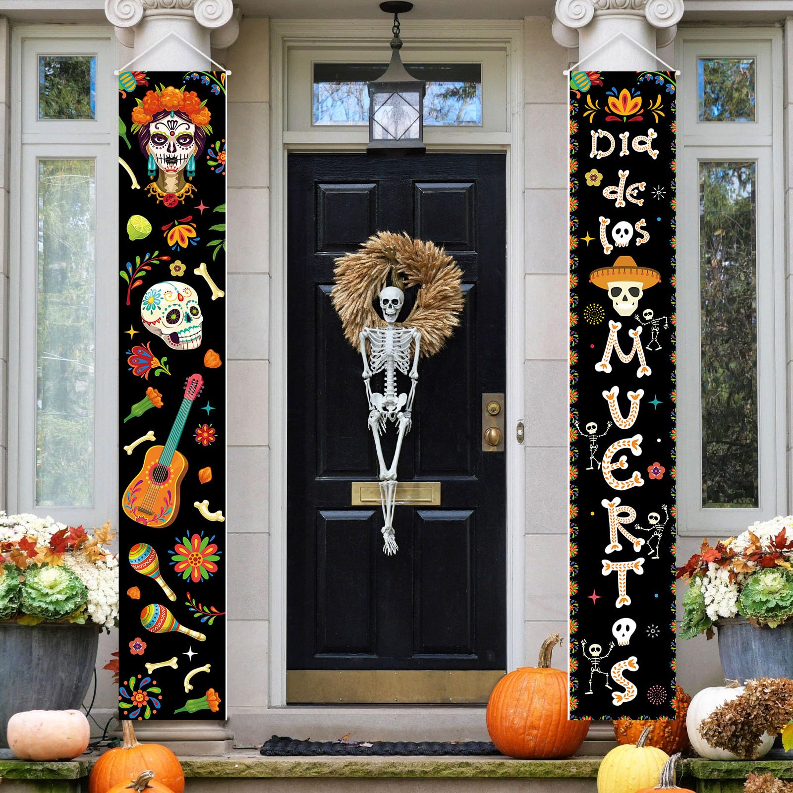 Fall Harvest Scarecrow Porch Banner Sign - Autumn Thanksgiving Front Door Decorations, 12 x 71 Inch