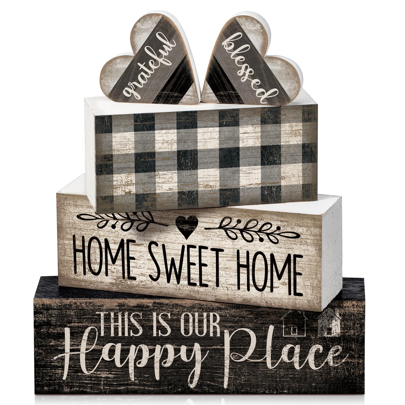 4 Pcs Fall Decor Wooden Maple Leaf Decoration Fall Tiered Tray Decor Rustic Wooden Maple Leaf Block Sign Gift Thanksgiving Table Centerpiece Farmhouse for Autumn Harvest Party Home Kitchen