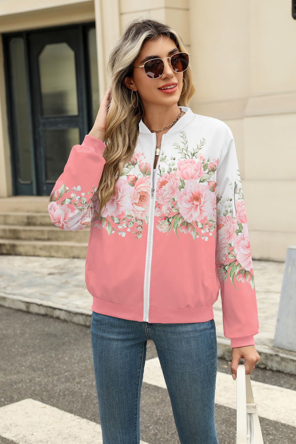 Zeagoo Women's Bomber Jacket Casual Coat Zip Up Spring Fall Clothes with Pockets S-XXL