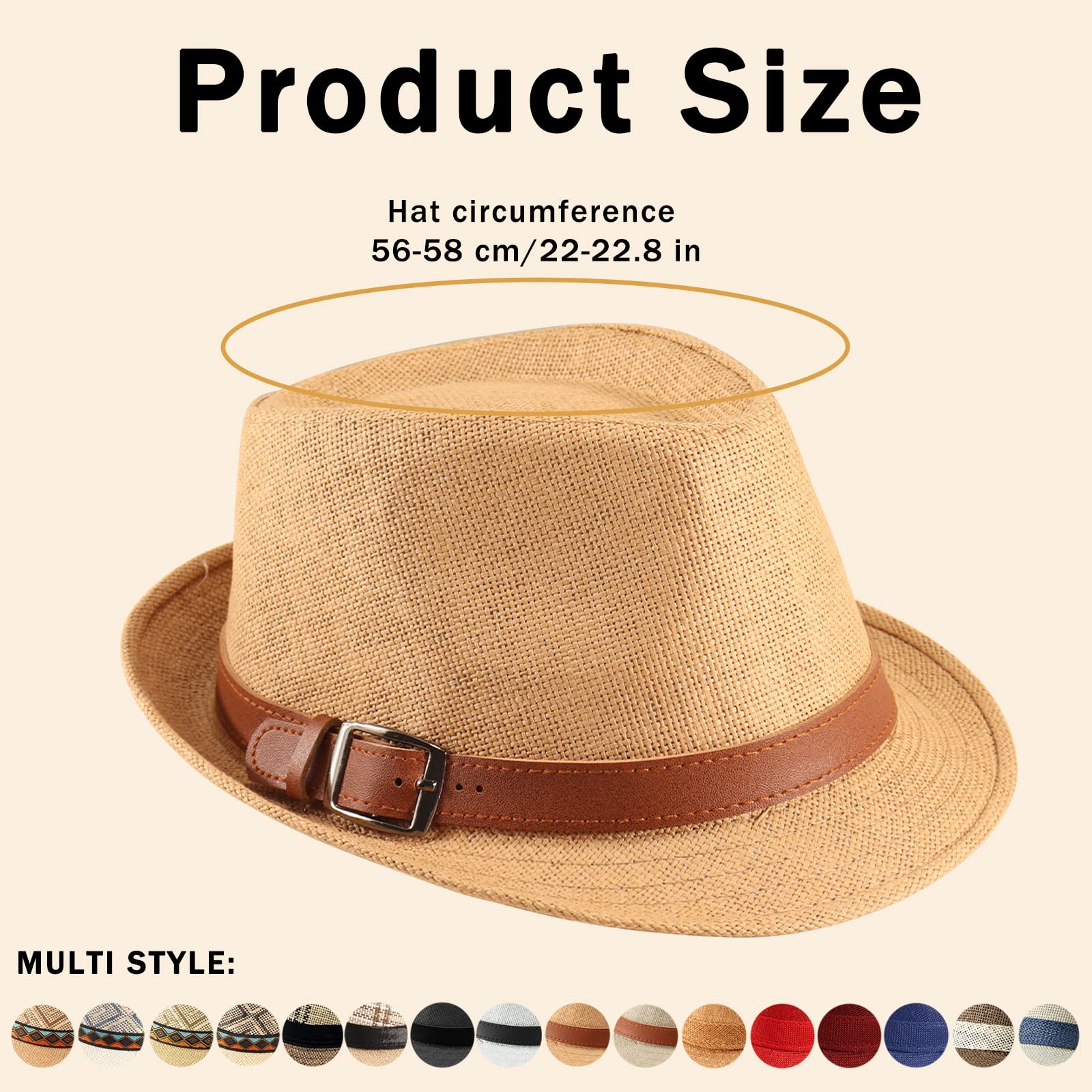 Forwe 4 Pack Straw Fedora Hat for Men Women Short Brim Trilby Hat Classic Panama Summer Beach Sun Hat