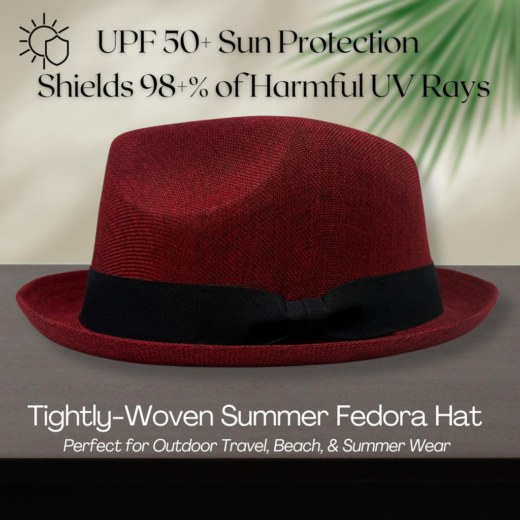 Funky Junque Premium Fedora Hat - Stylish Sun Protection for Men & Women - Perfect for Summer Beach, Travel & Outdoors