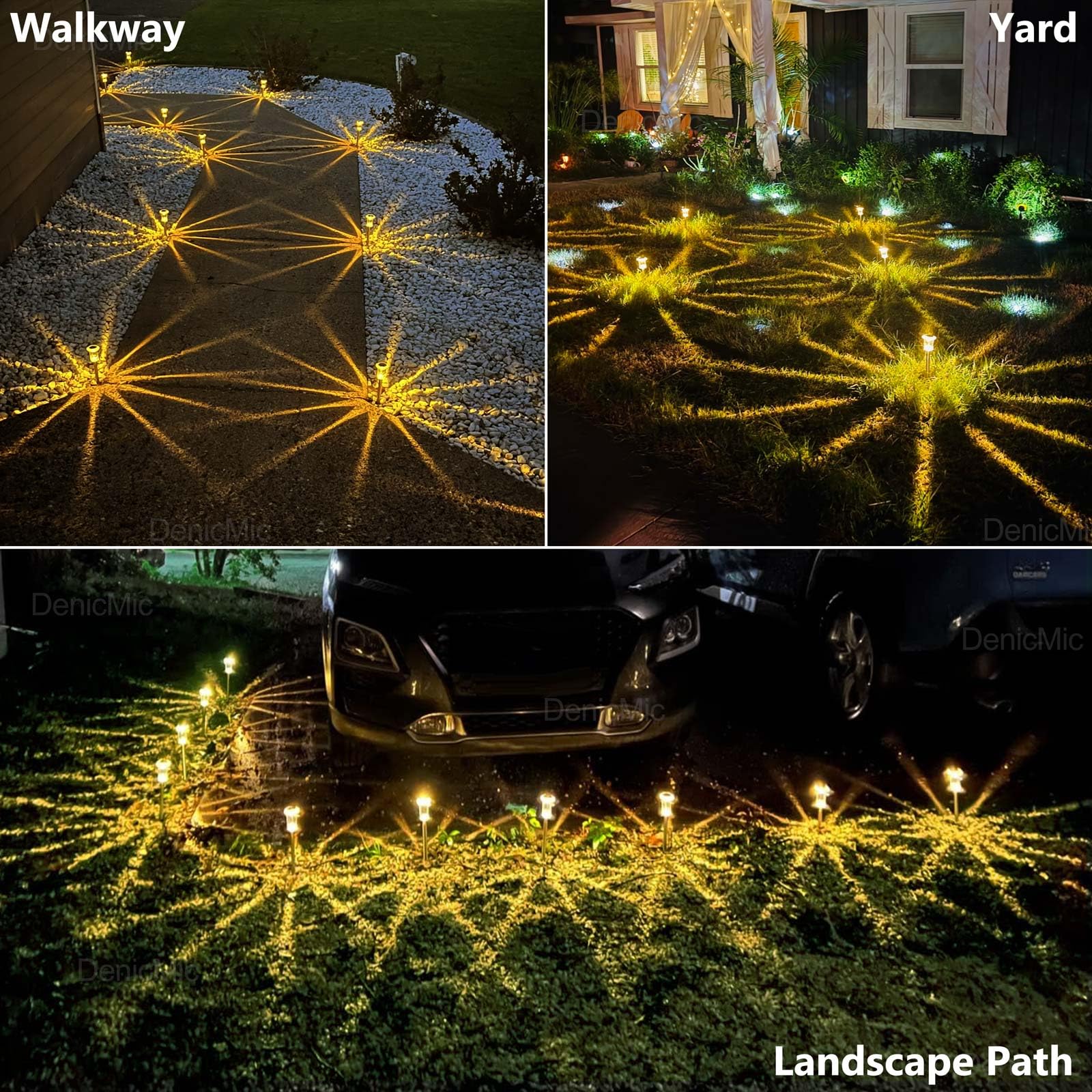 DenicMic Halloween Solar Lights Outdoor 10 Pack Purple LED Waterproof Yard Garden Patio Backyard Pathway Walkway Landscape Path Lawn Outside Halloween Decorations Outdoor