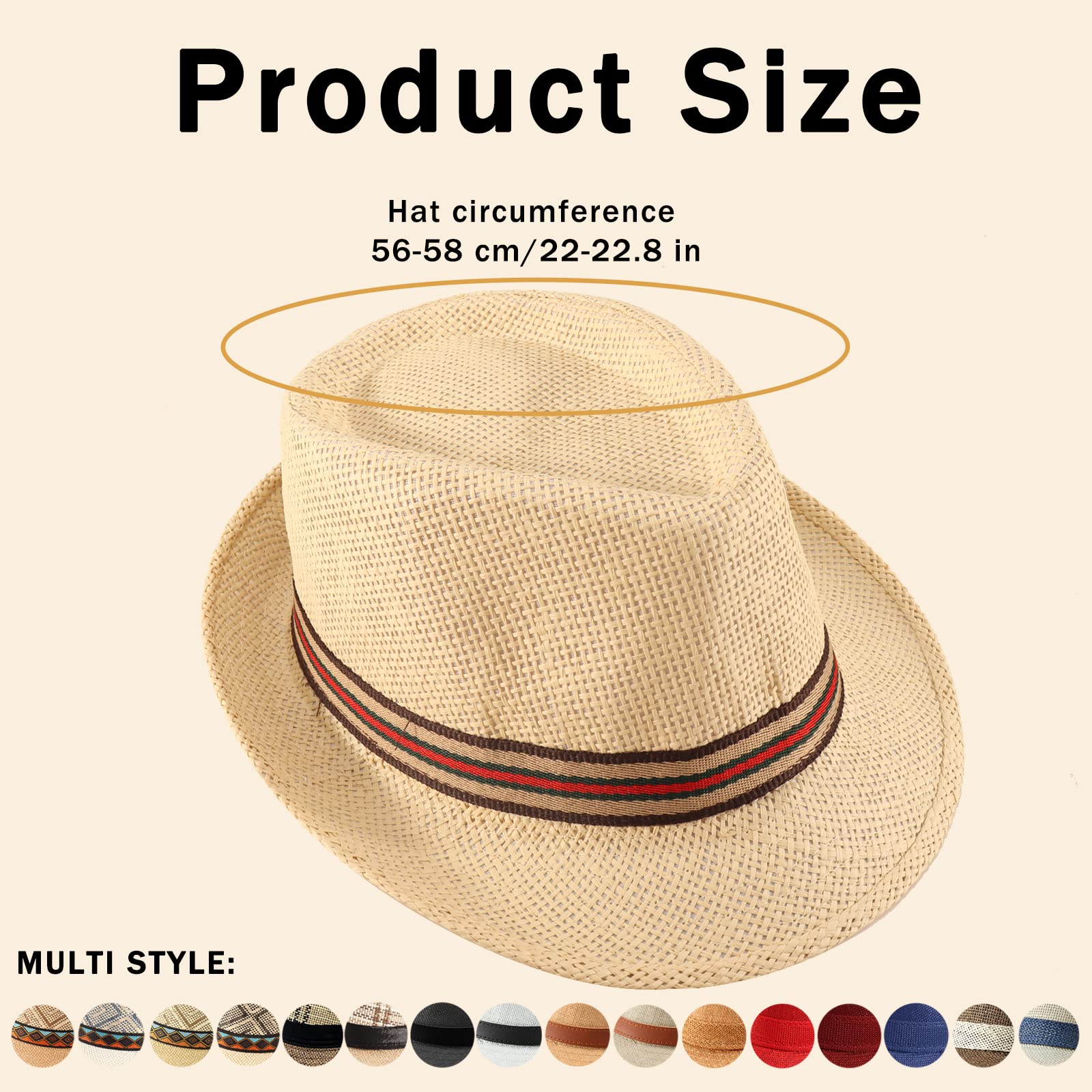 Forwe 4 Pack Straw Fedora Hat for Men Women Short Brim Trilby Hat Classic Panama Summer Beach Sun Hat