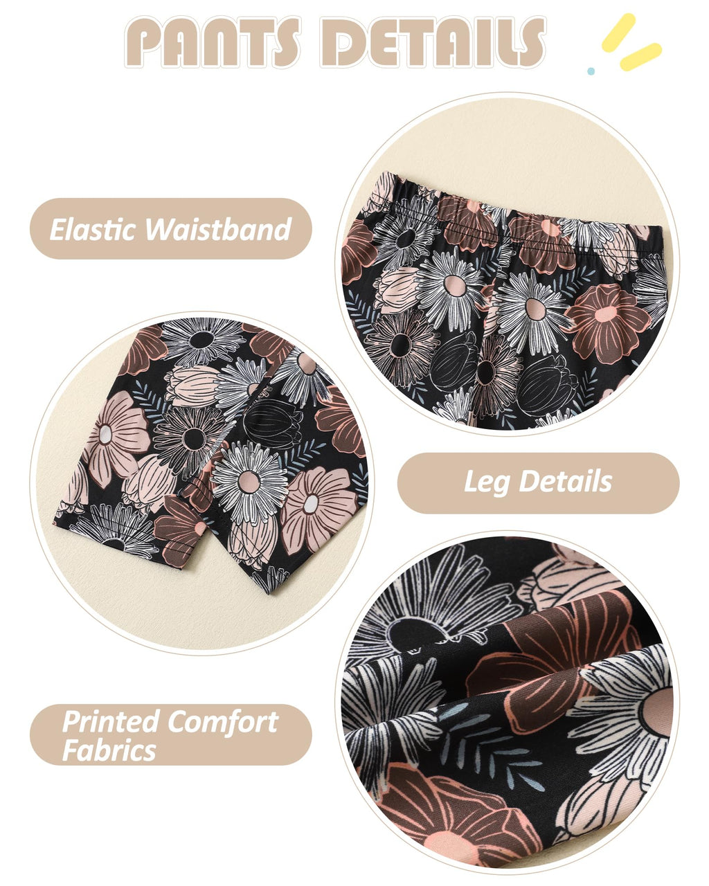 Toddler Girl Clothes 18M-8T Girls Fall Winter Outfit, Long Sleeve Ruffle Bowknot Top + Floral Pants 2Pcs Clothing Set