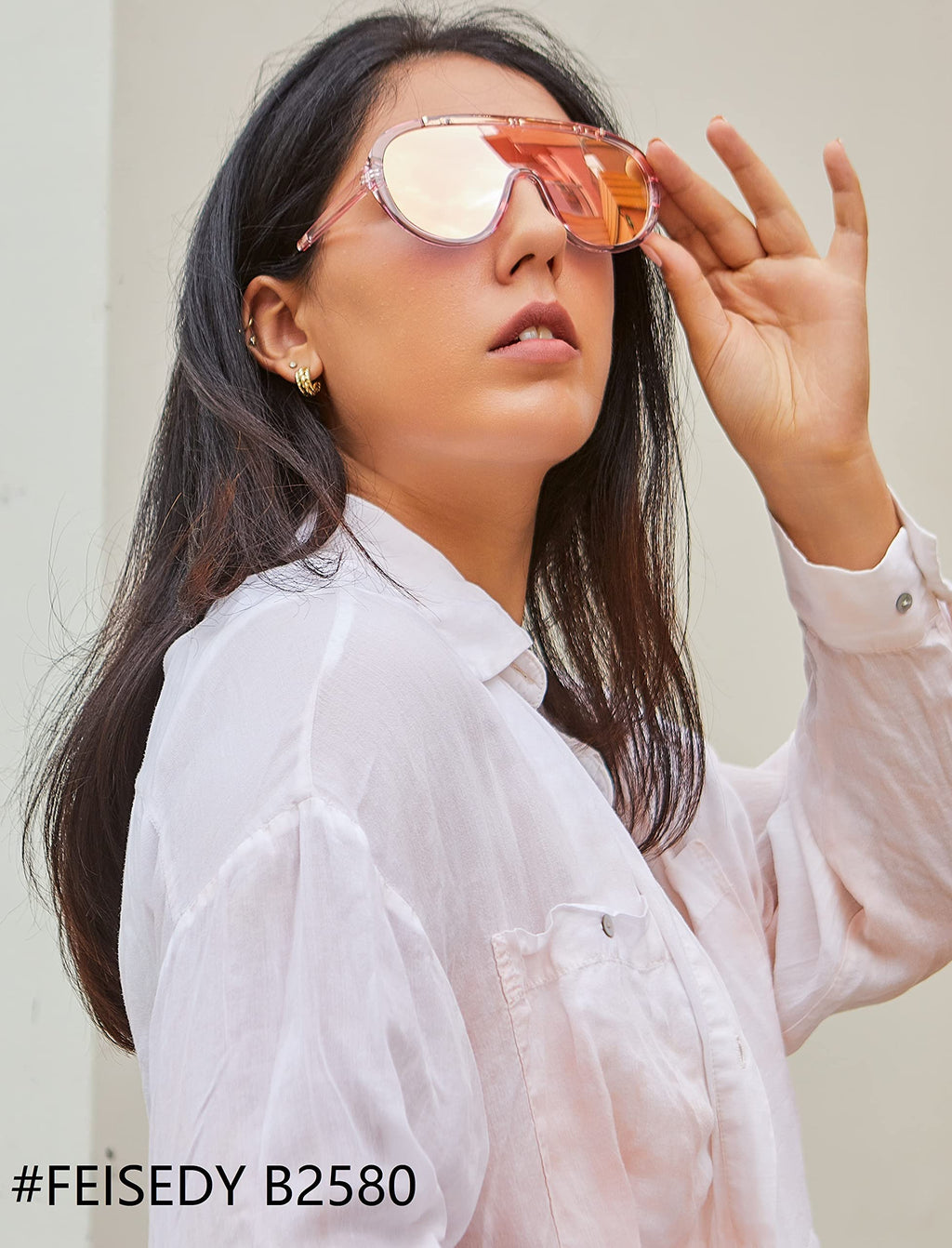 FEISEDY Sunglasses Women Oversized One Piece Frame UV400 Sun Glasses Trendy Retro Shades B2580