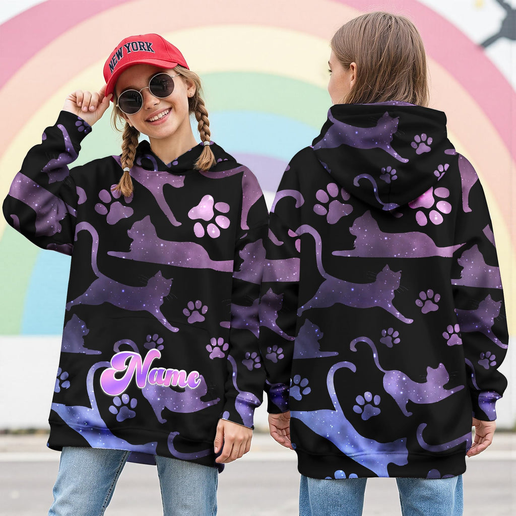 Hoodies for Girls Custom Sweatshirts with Name, Kids Pullover with Pocket, Comfy Graphic Hoodies for Daughter