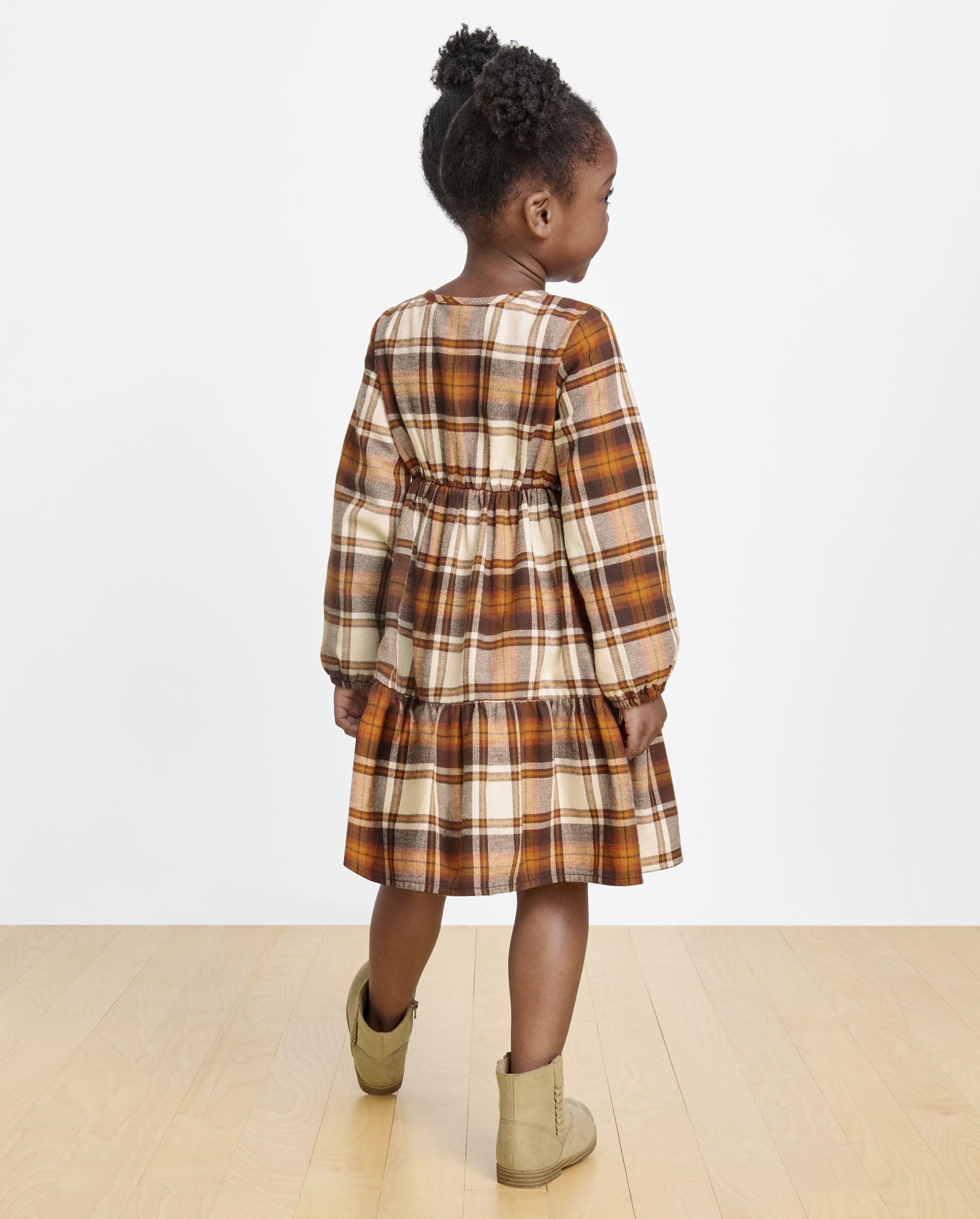 The Children's Place Baby Girls' Plaid Flannel Woven Tiered Dress