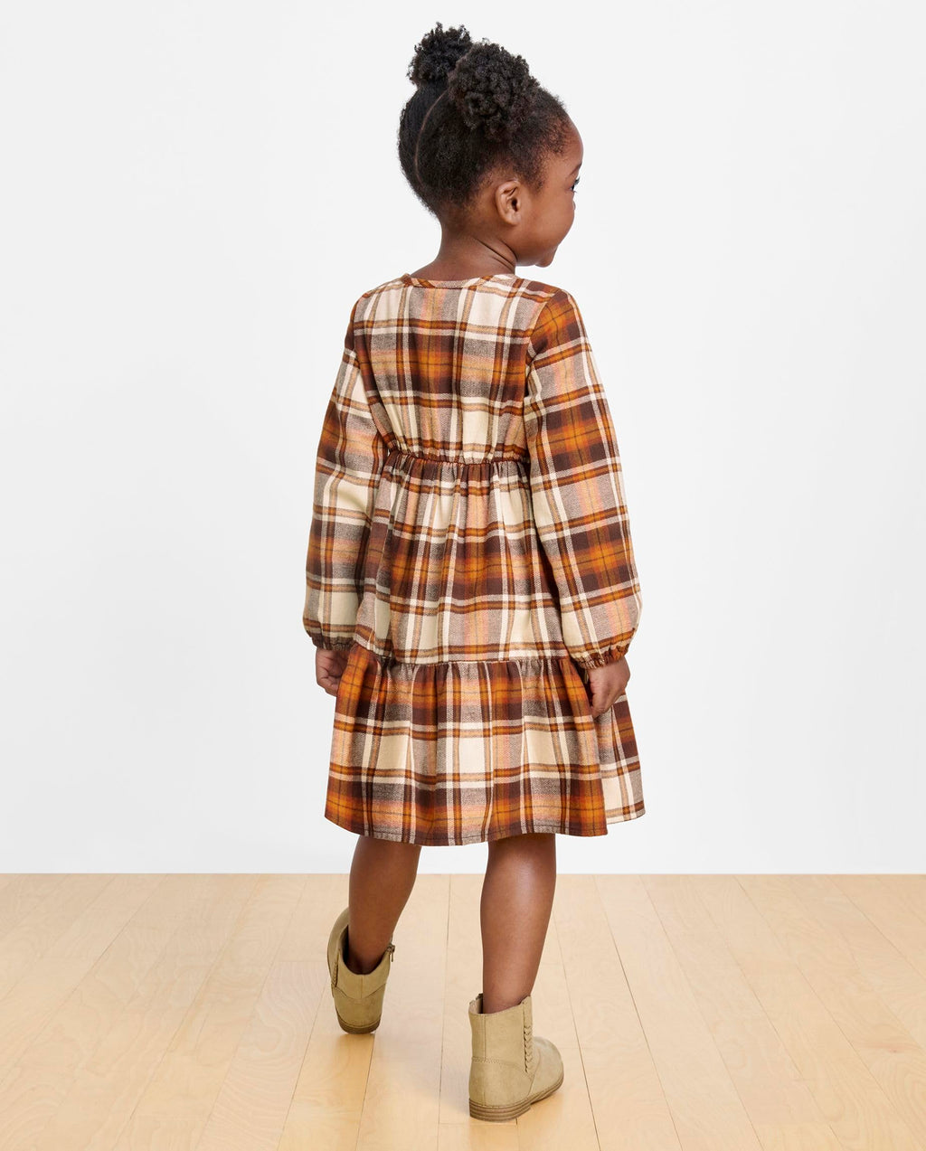 The Children's Place Baby Girls' Plaid Flannel Woven Tiered Dress