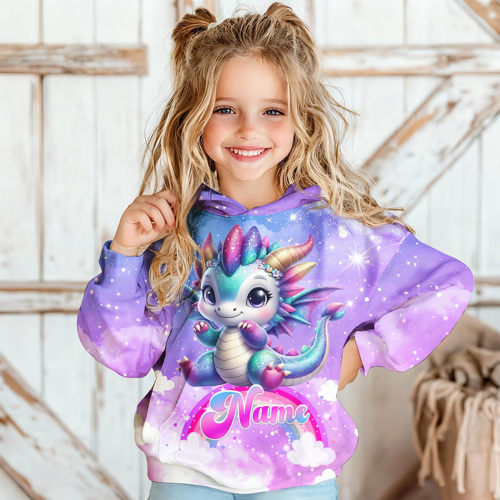 Hoodies for Girls Custom Sweatshirts with Name, Kids Pullover with Pocket, Comfy Graphic Hoodies for Daughter