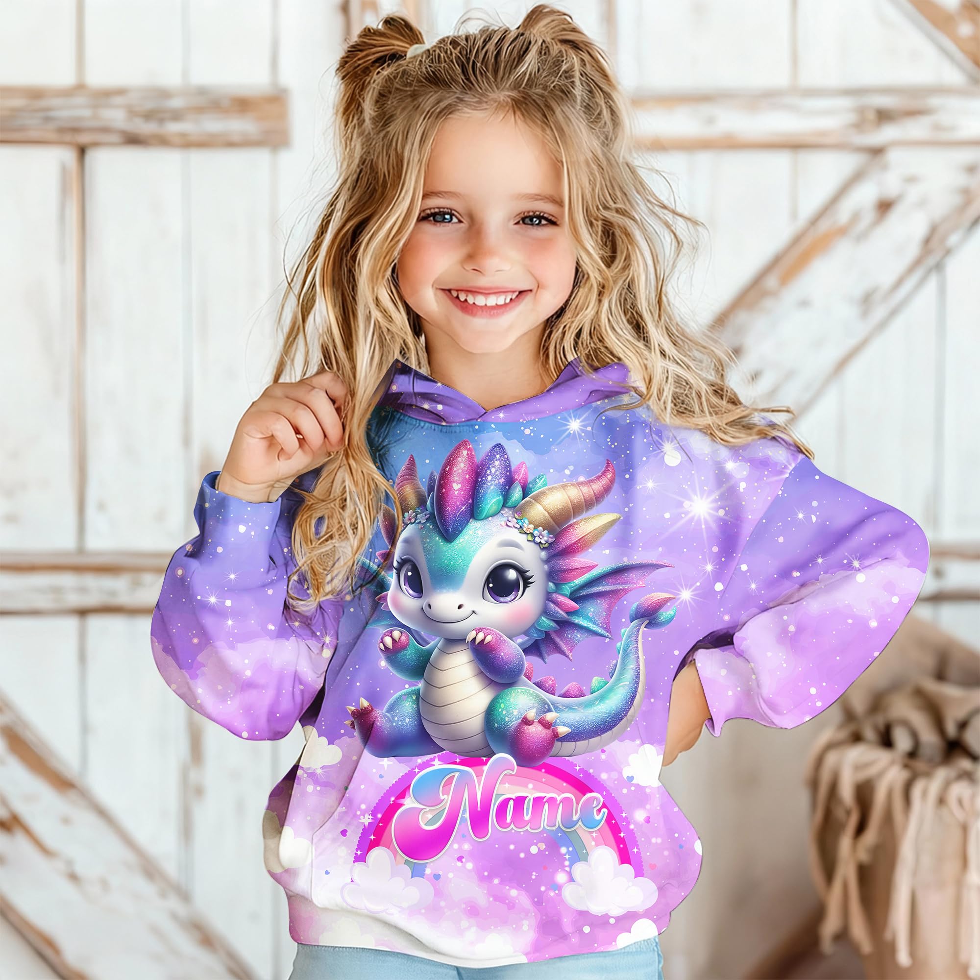 Hoodies for Girls Custom Sweatshirts with Name, Kids Pullover with Pocket, Comfy Graphic Hoodies for Daughter