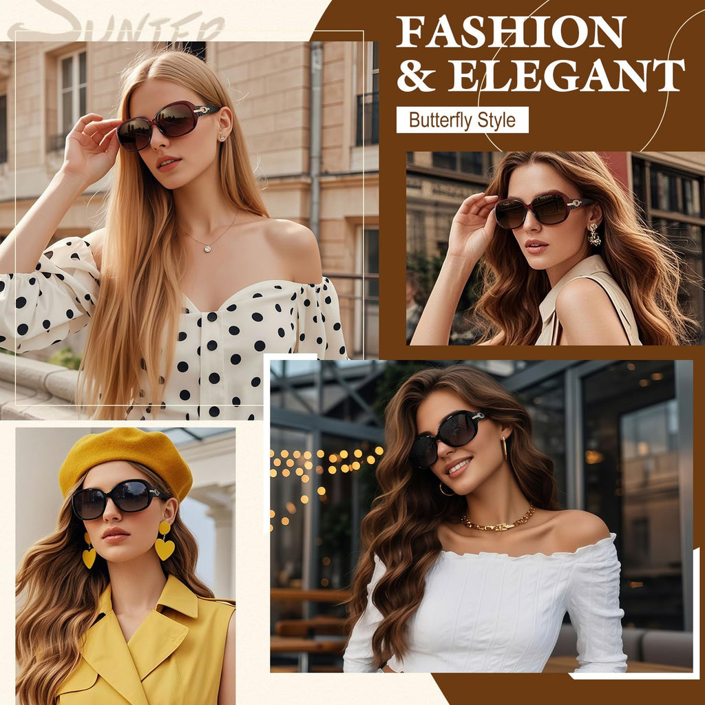 Sunier Sunglasses Womens Polarized Trendy Oversized Sun Glasses Fashion Ladies Shades 100% UV400 Protection S85