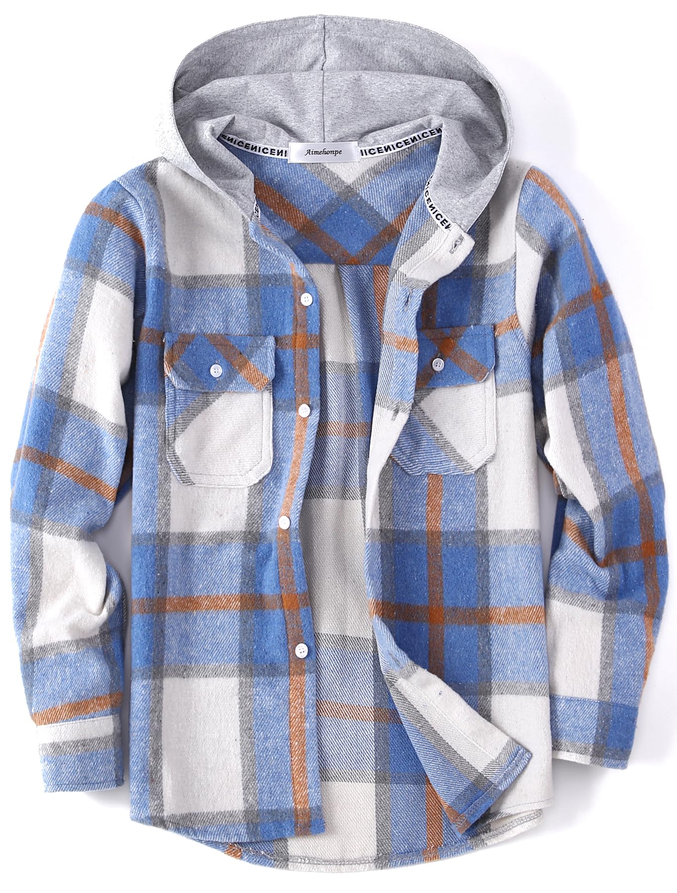 Boys Girls Casual Flannel Plaid Hoodies Spring Fashion Button Down Shirts Long Sleeve Cute Lightweight Jacket Coats