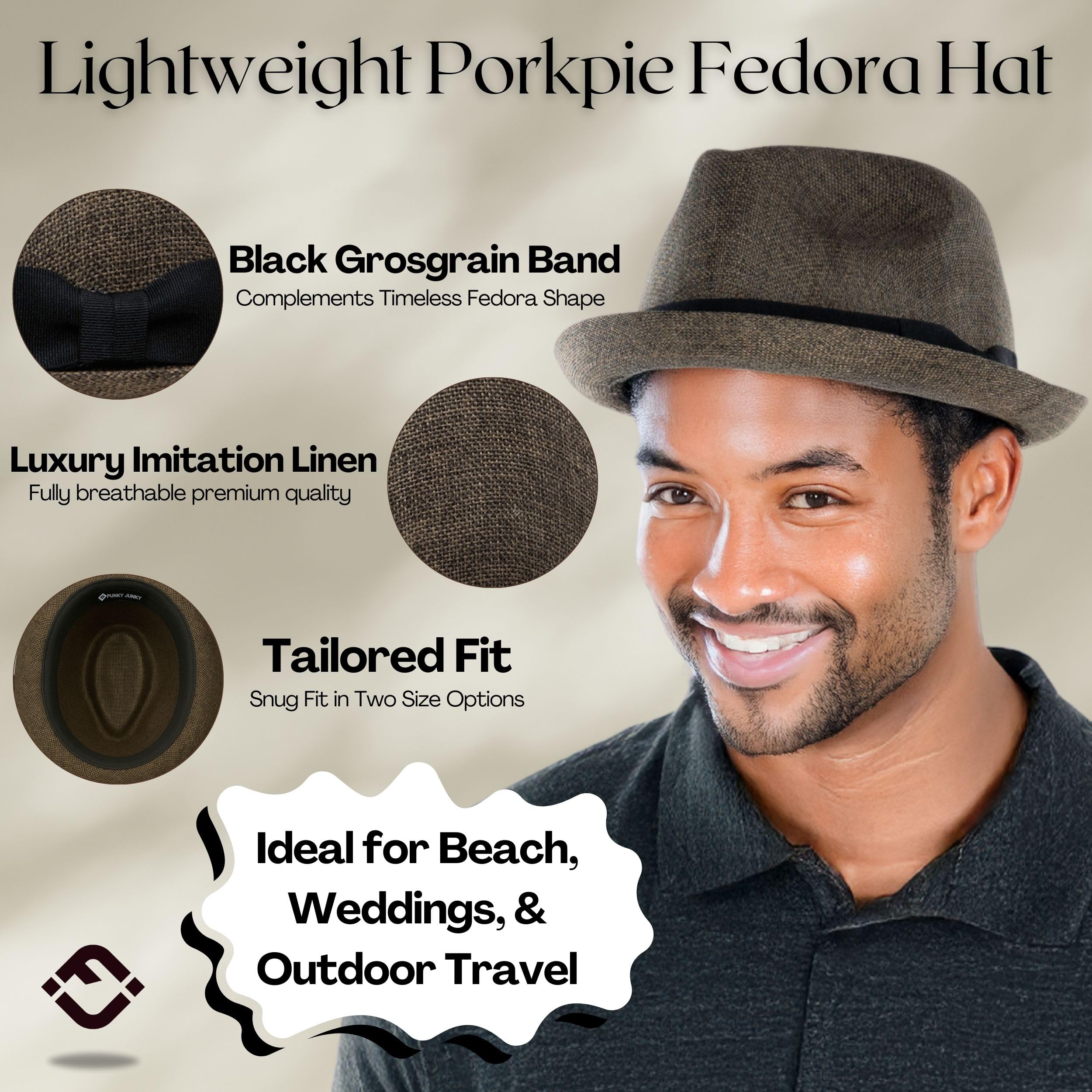 Funky Junque Premium Fedora Hat - Stylish Sun Protection for Men & Women - Perfect for Summer Beach, Travel & Outdoors