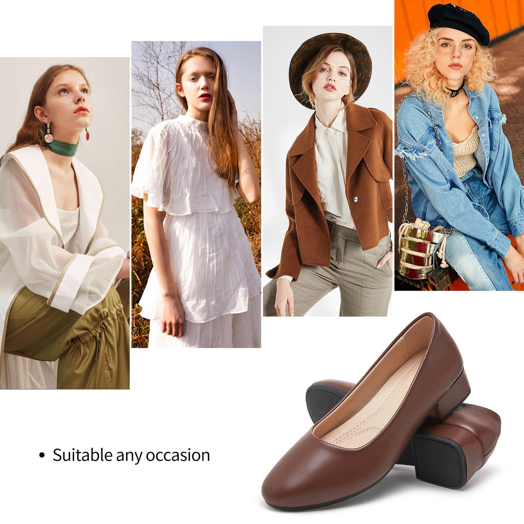 hash bubbie Women's Loafers Slip on Shoes Chunky Low Block Heels Closed Toe Pumps Shoes Office Shoes Ladies Elegant Wedding Dress Shoes