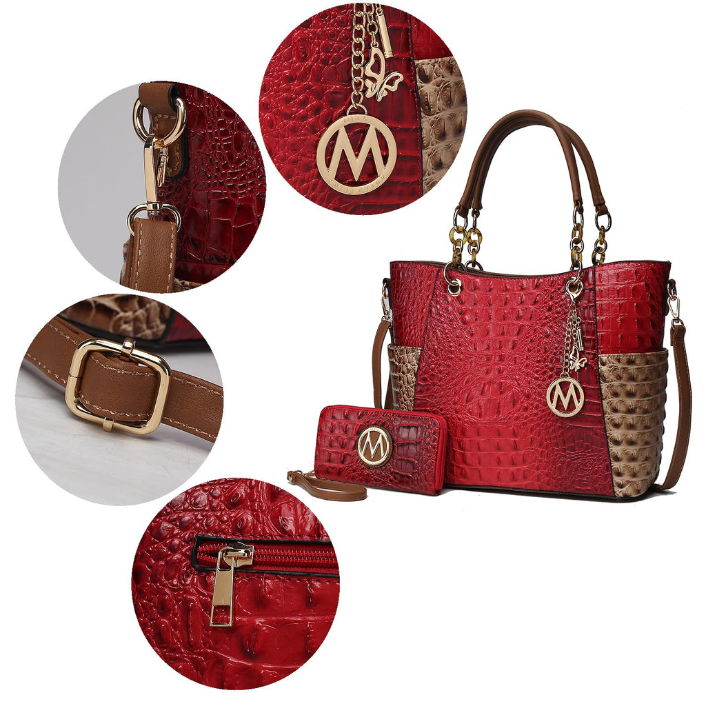 MKF Collection Tote Bag for Women, Handbag Set with Wallet-Top-Handle- Vegan Leather Purse