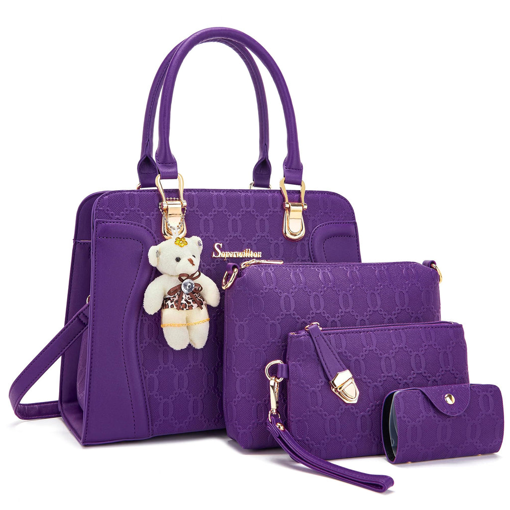 Women's Fashion Handbags Tote Bags Shoulder Bag Top Handle Satchel Purse Set 4pcs