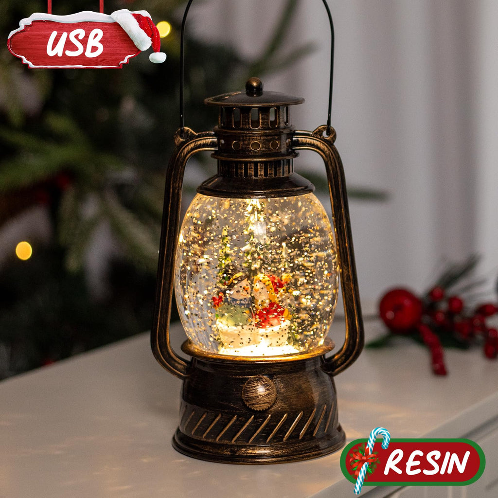 Fall Decor Snow Globe Thanksgiving Decoration Turkey Lantern Light-Up 6H Timer Halloween Pumpkin Glitter Autumn Scene Snow Globes Fall Decoration for Home