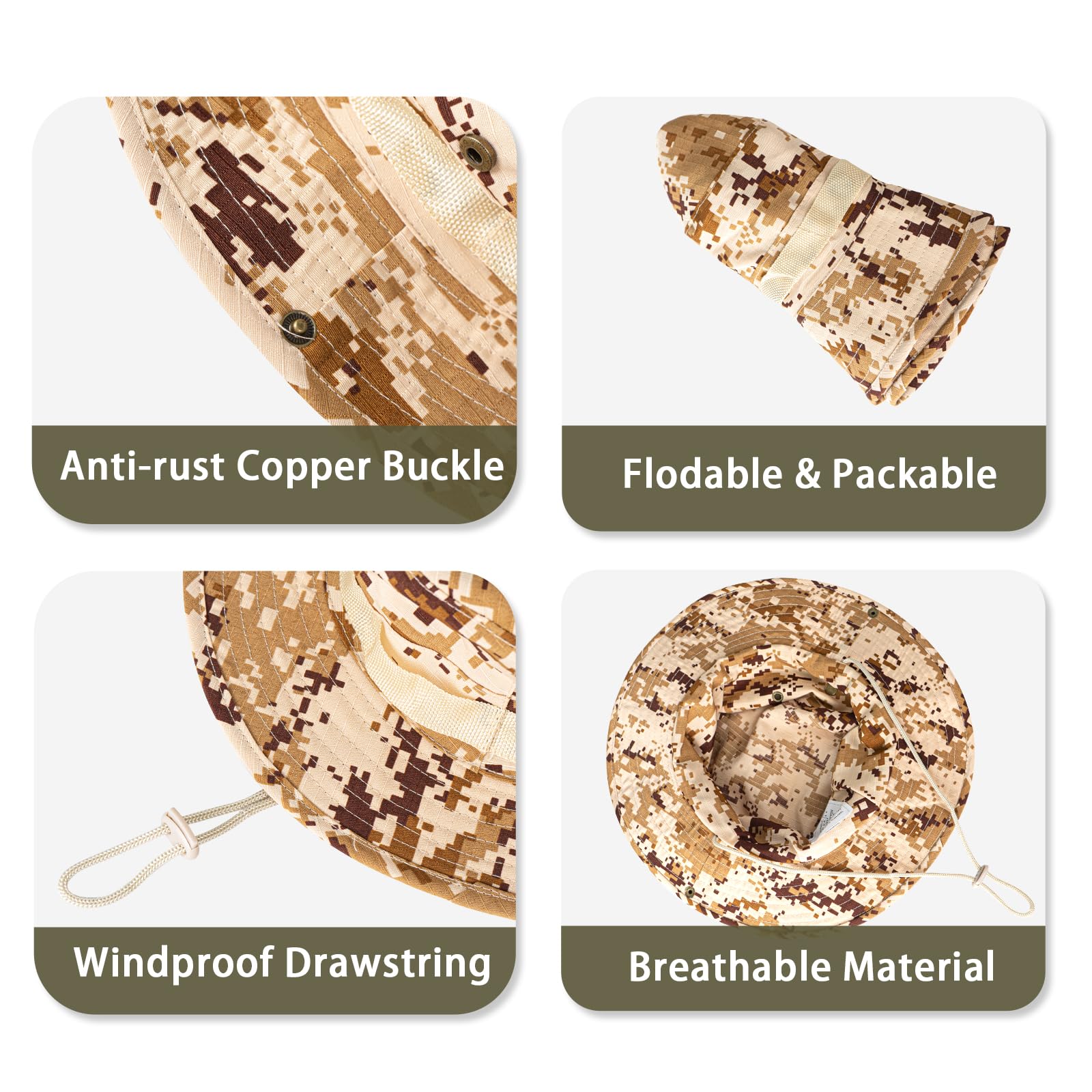 Sun Hats for Men Women Bucket Hat UPF 50+ UV Protection Boonie Hat for Safari Fishing Hiking Garden Beach