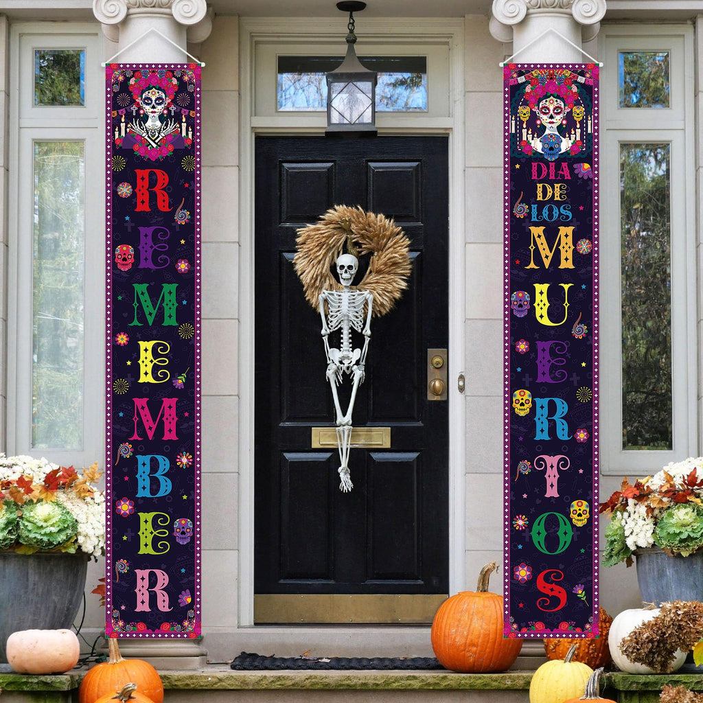 Fall Harvest Scarecrow Porch Banner Sign - Autumn Thanksgiving Front Door Decorations, 12 x 71 Inch