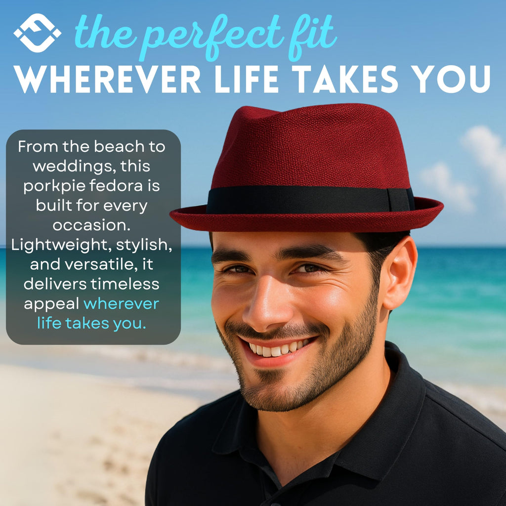 Funky Junque Premium Fedora Hat - Stylish Sun Protection for Men & Women - Perfect for Summer Beach, Travel & Outdoors