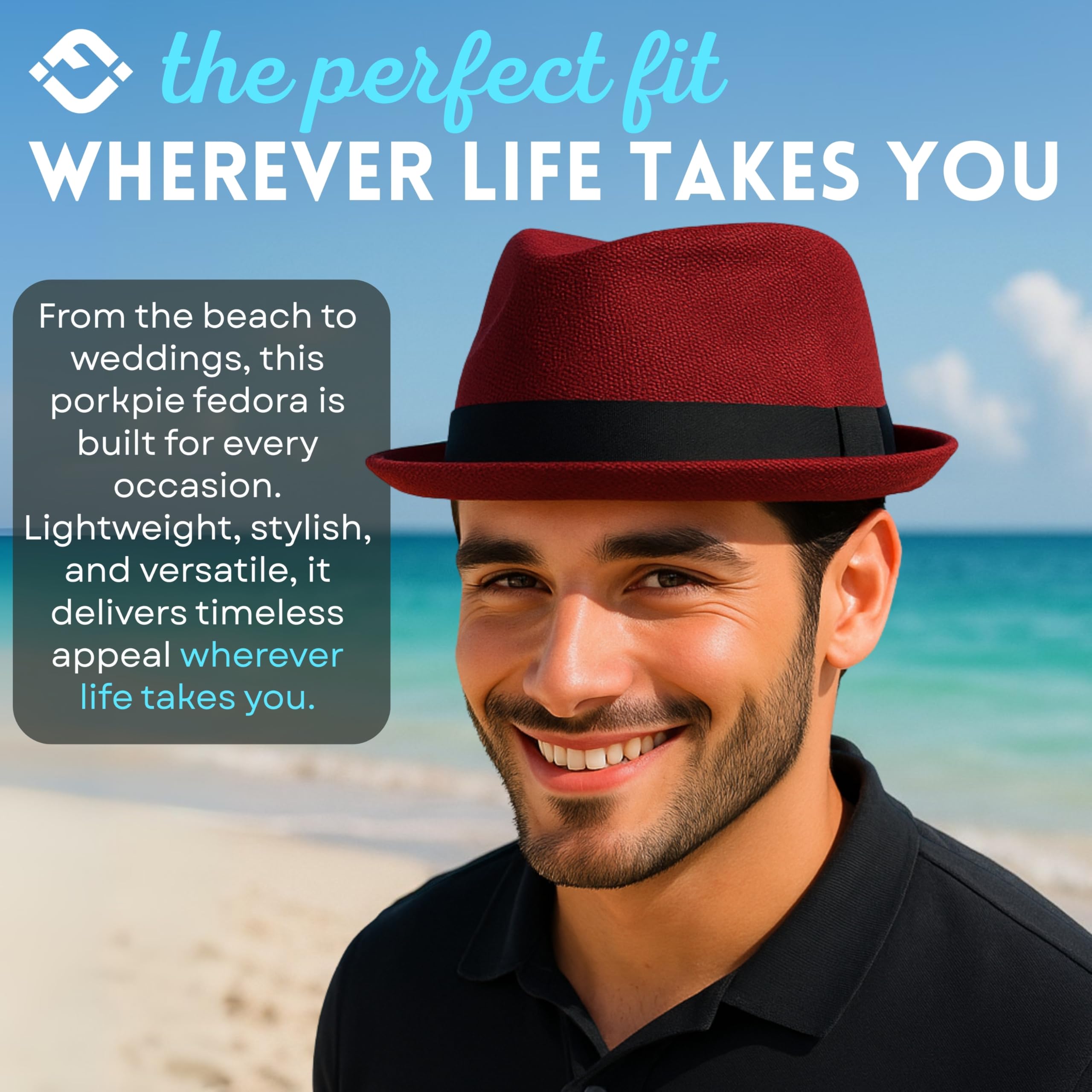 Funky Junque Premium Fedora Hat - Stylish Sun Protection for Men & Women - Perfect for Summer Beach, Travel & Outdoors