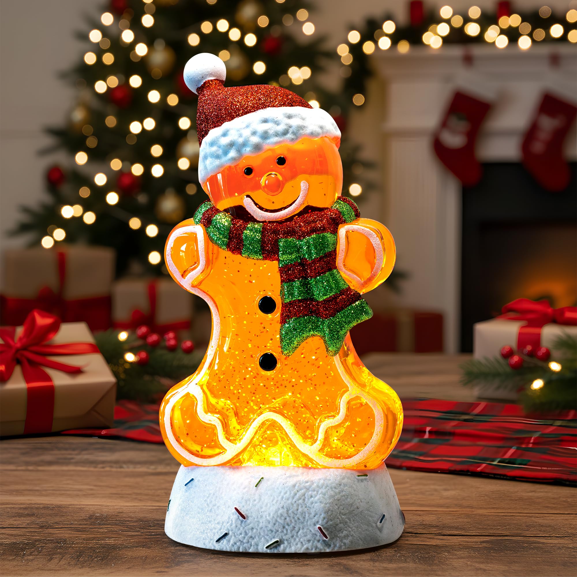 Fall Snow Globe Lantern with Autumn Turkey and Pumpkins Thanksgiving LED Decor for Home, Indoor Tabletop Centerpiece with Glitter Flakes, Harvest Light Decorations