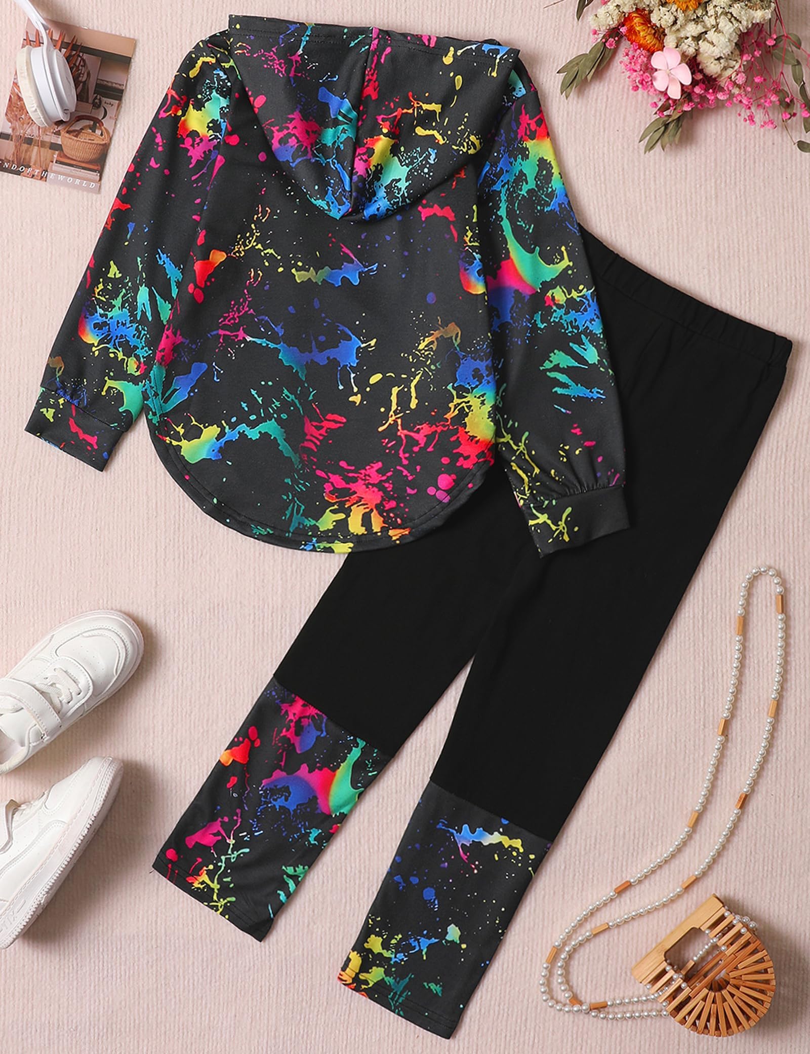 Girls Clothes Tie Dye Long Sleeve Hoodie Sweatshirt and Pants Sets Cute Girl Outfits Size 5-14 Years