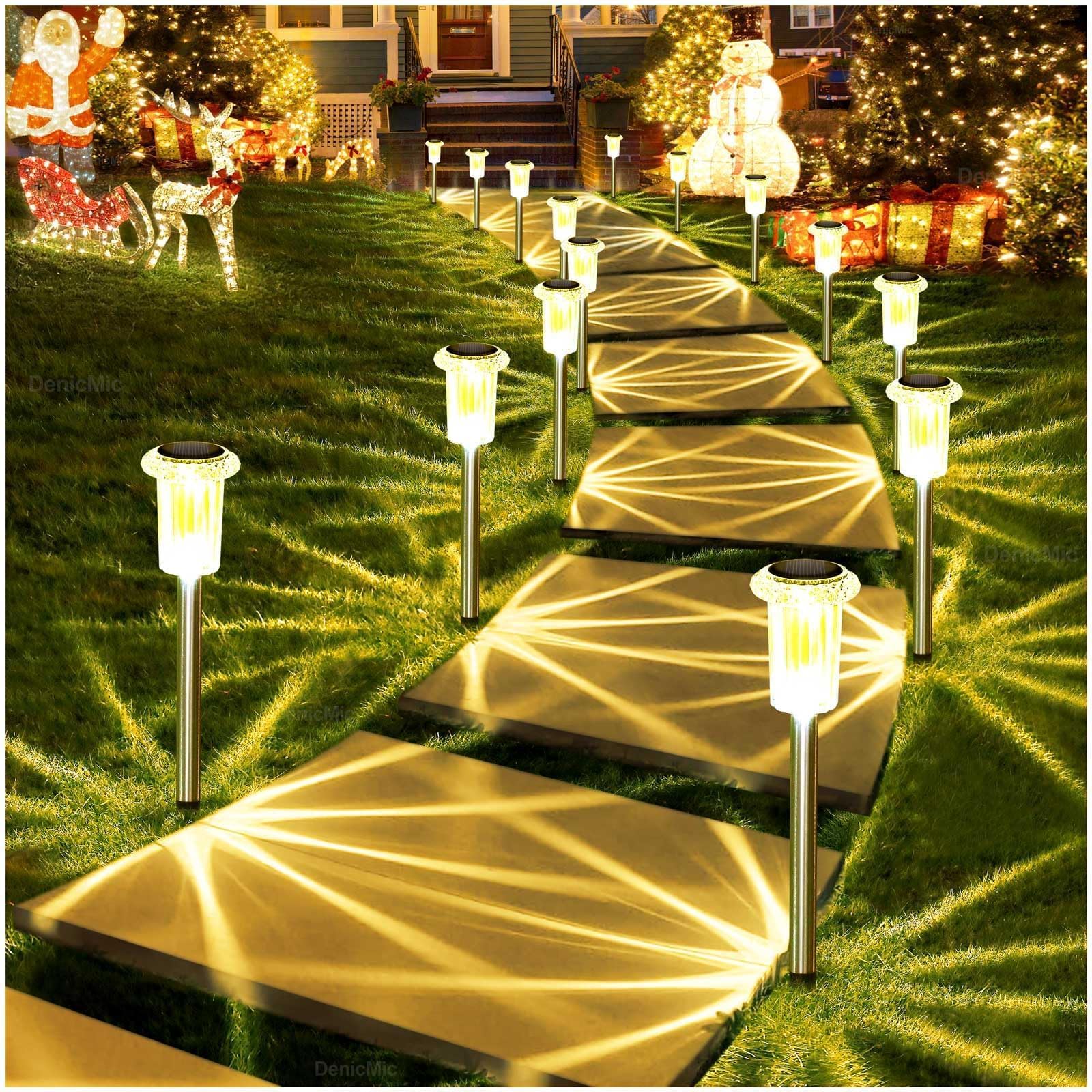 DenicMic Halloween Solar Lights Outdoor 10 Pack Purple LED Waterproof Yard Garden Patio Backyard Pathway Walkway Landscape Path Lawn Outside Halloween Decorations Outdoor