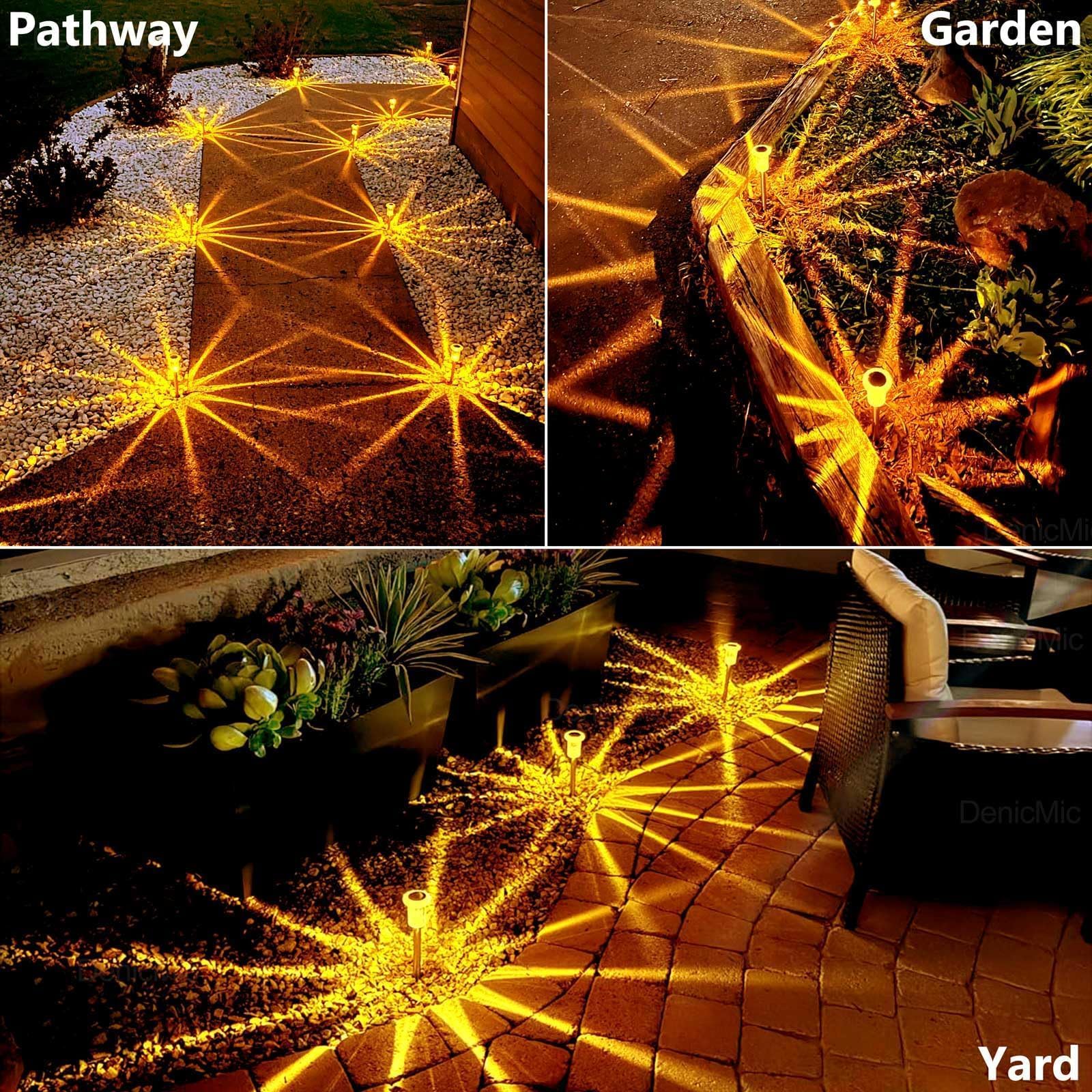 DenicMic Halloween Solar Lights Outdoor 10 Pack Purple LED Waterproof Yard Garden Patio Backyard Pathway Walkway Landscape Path Lawn Outside Halloween Decorations Outdoor
