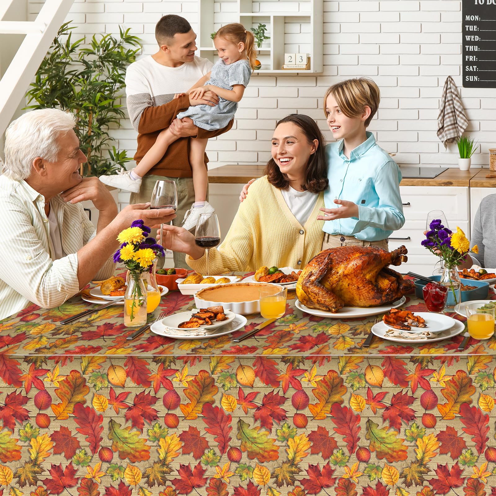 3Pack Fall Leaf Plastic Tablecloth Decorations,Disposable Autumn Orange Leaf Maple Table Cloths for Parties,Rectangle Thanks Giving Table Cover for Kitchen Fall Harvest Thanks Giving Decor,54x108 Inch