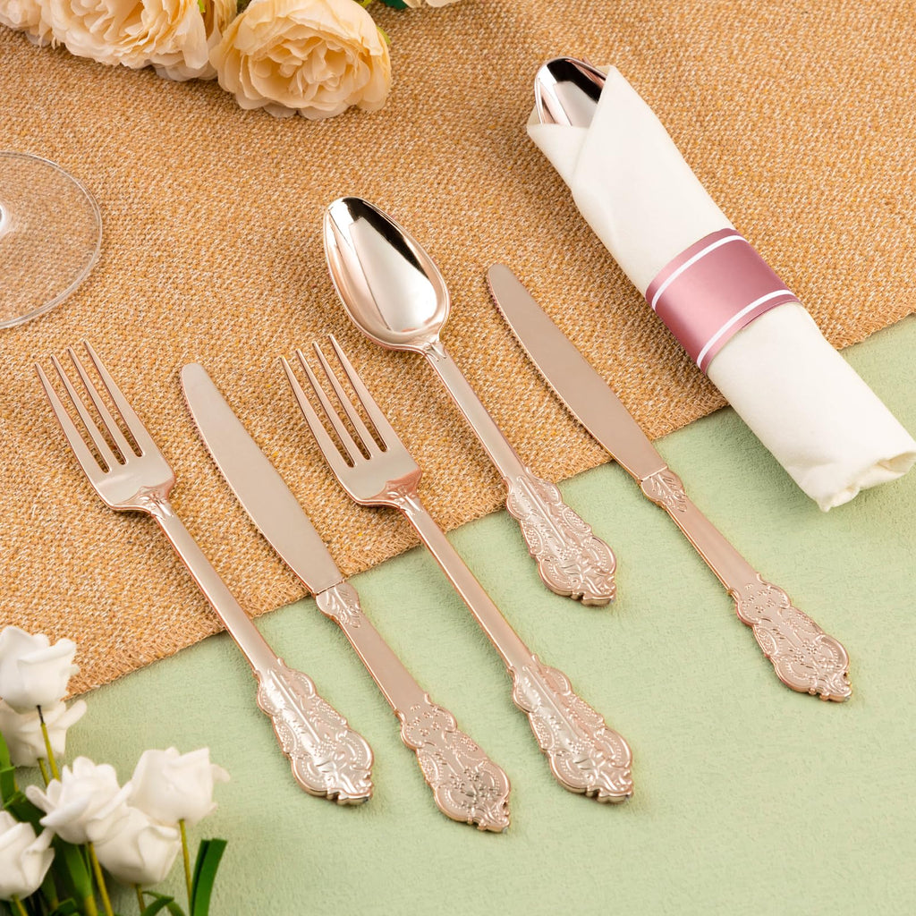 75PCS Gold Plastic Silverware for 25 Guests, Heavy Duty Gold Disposable Utensils Sets, Includes 25 Forks, 25 Spoons, 25 Knives, Elegant Cutlery Perfect for Wedding, Party