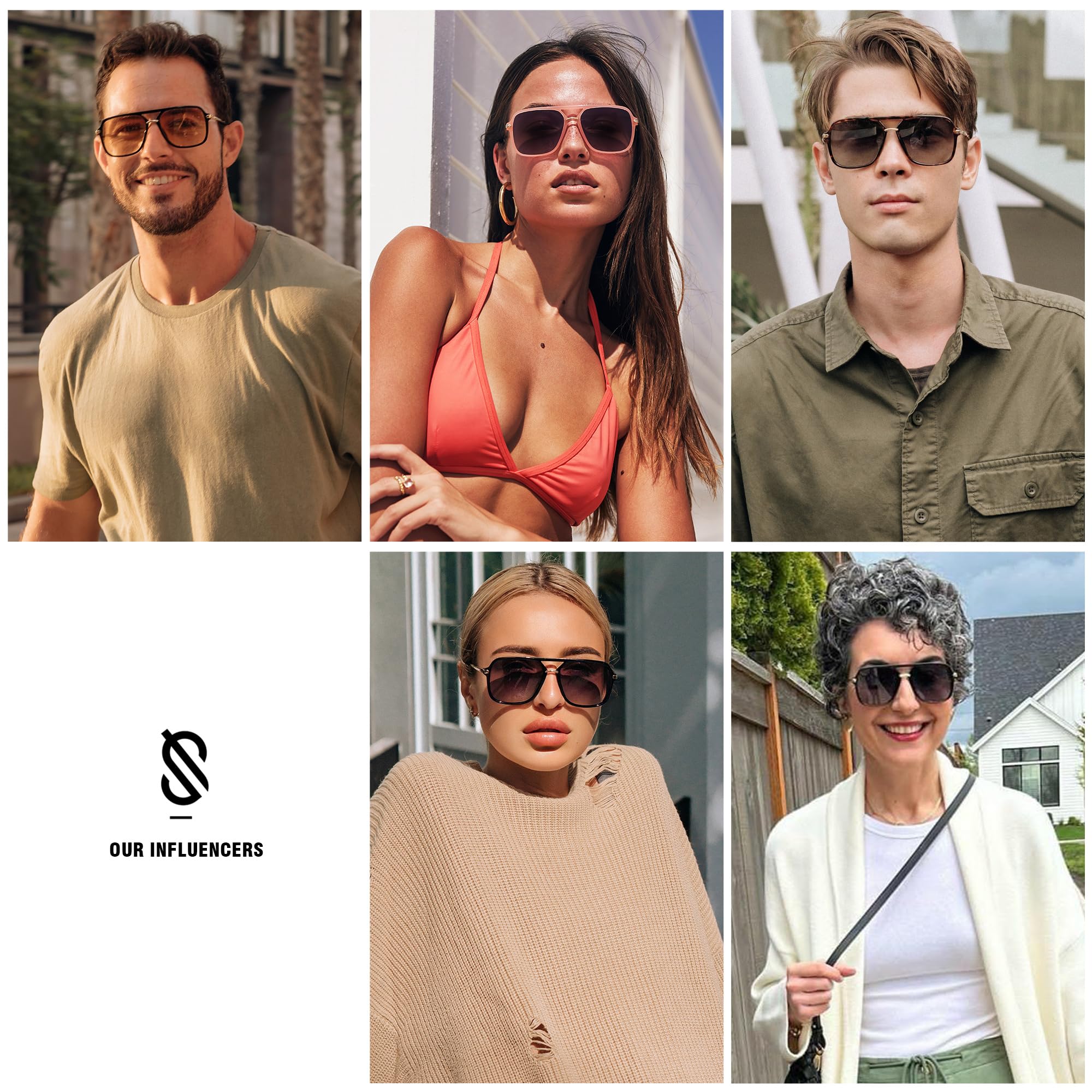 SOJOS Sunglasses for Women & Men, Square, Retro, Polarized Lens, Trendy Aviator, 90s Shades