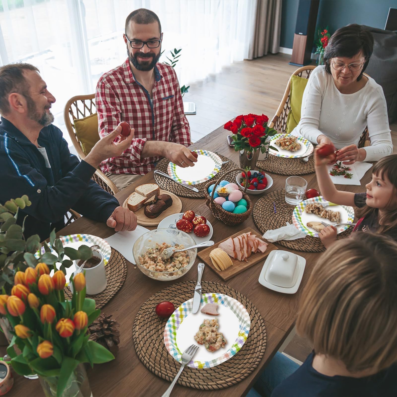 50 Pack Oval Thanksgiving Plates 12 x 10 Inch Thanksgiving Paper Plates Heavy Duty - Large Disposable Dinner Platters,Turkey Pumpkin Autumn Fall Harvest Thanksgiving Party Decor